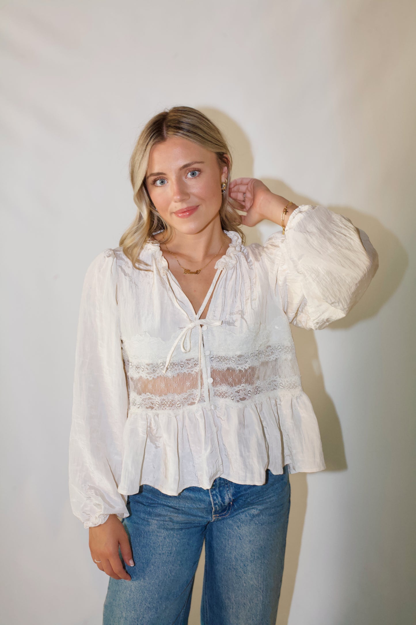 Whitney Lace Blouse- Off White