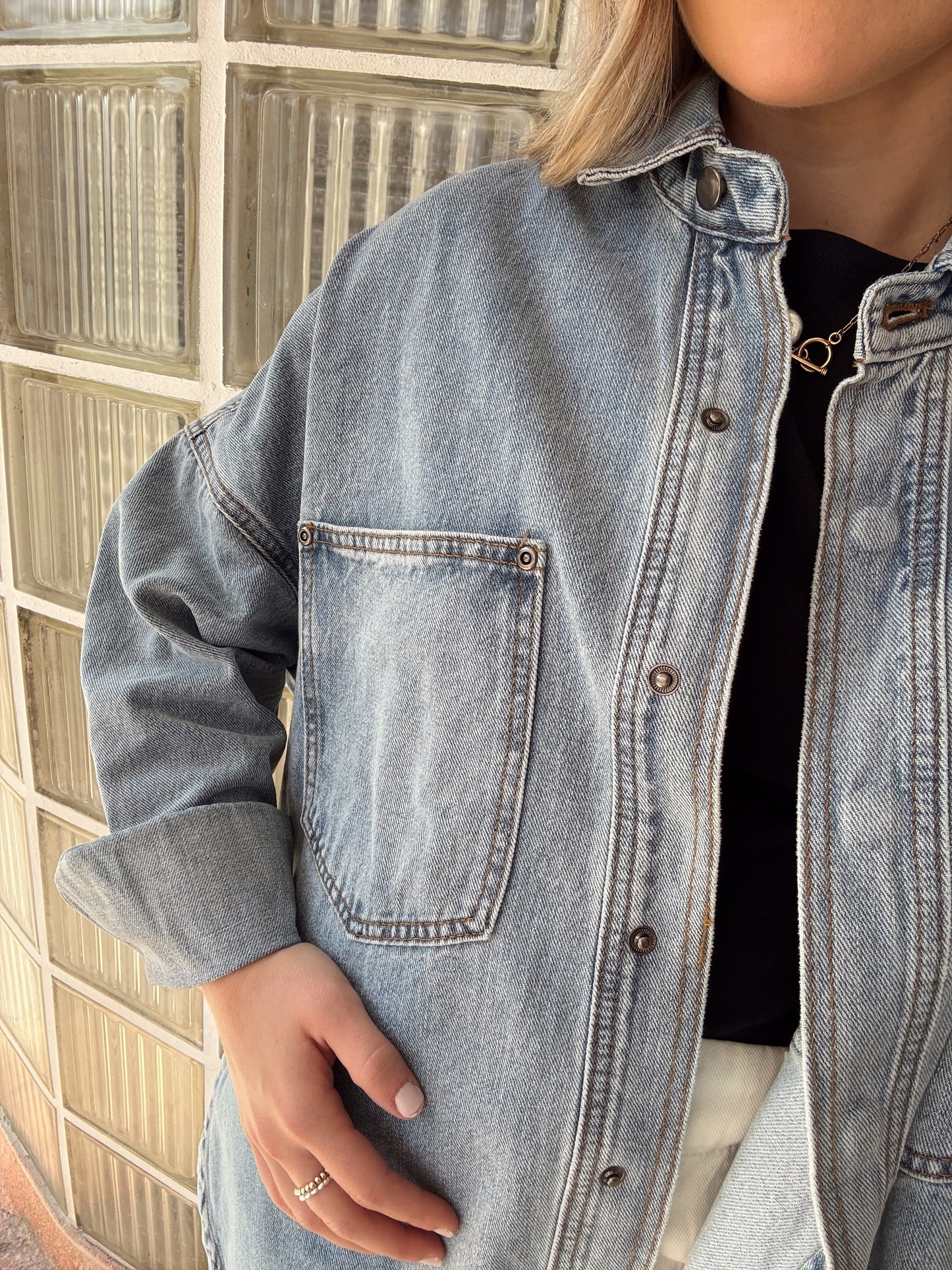 *Restock* Delilah Denim Shacket- Medium Wash