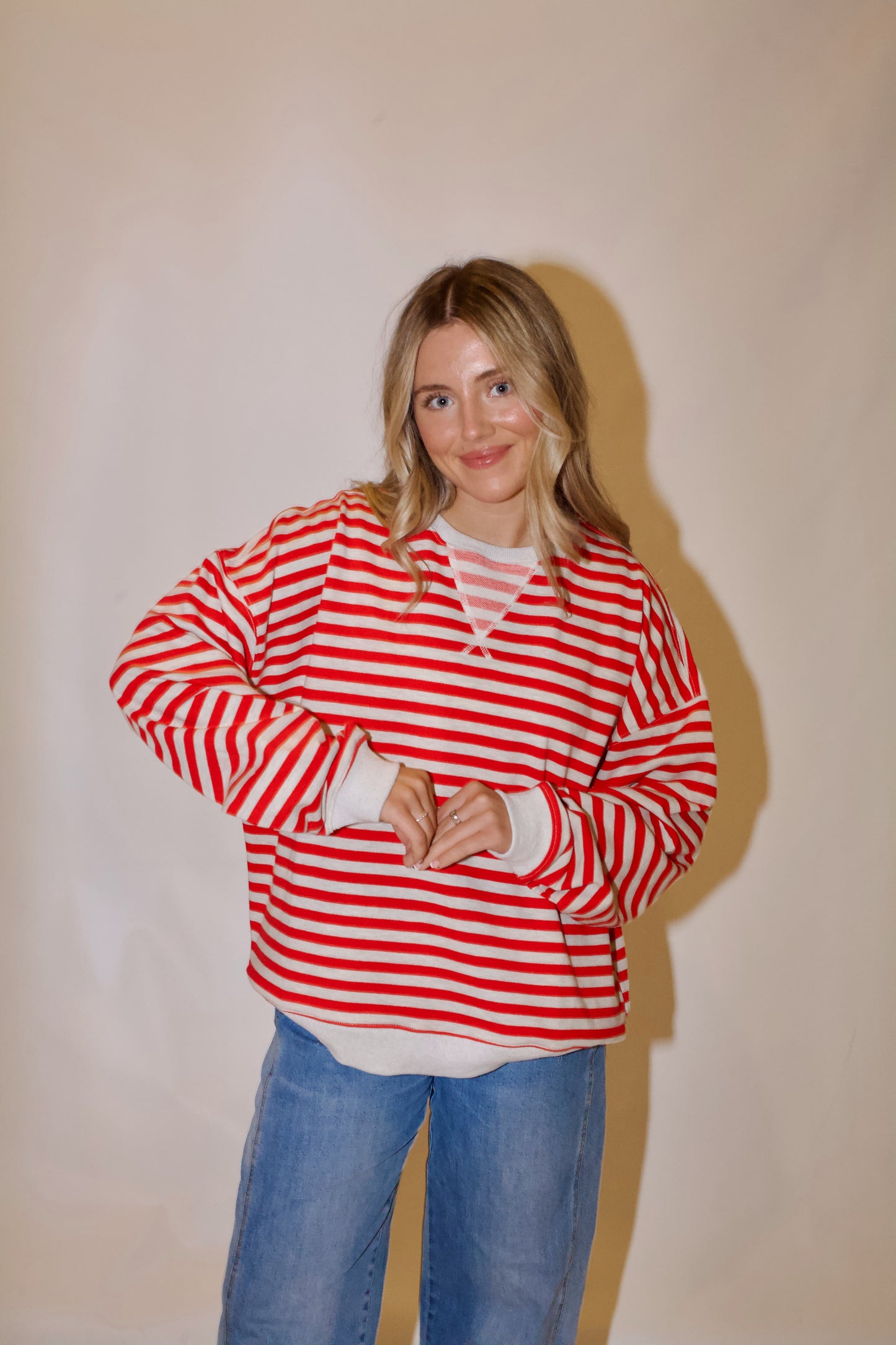 Sideline Pullover- Red/Heather Grey