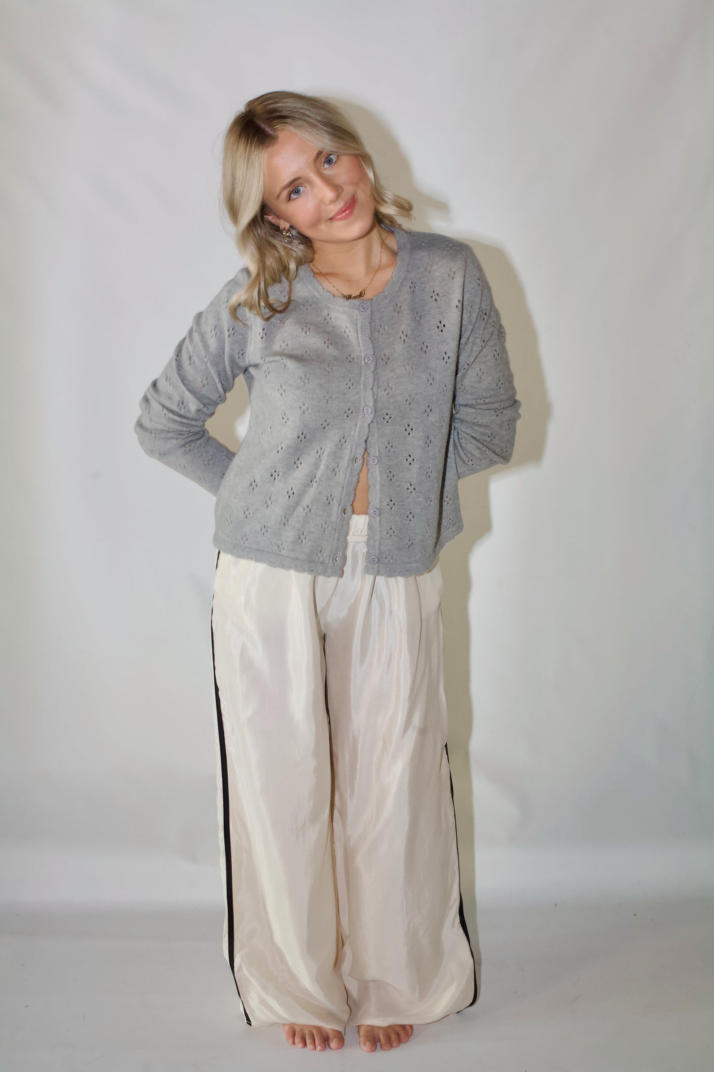 Soho Wide Leg Pants- Cream/Black