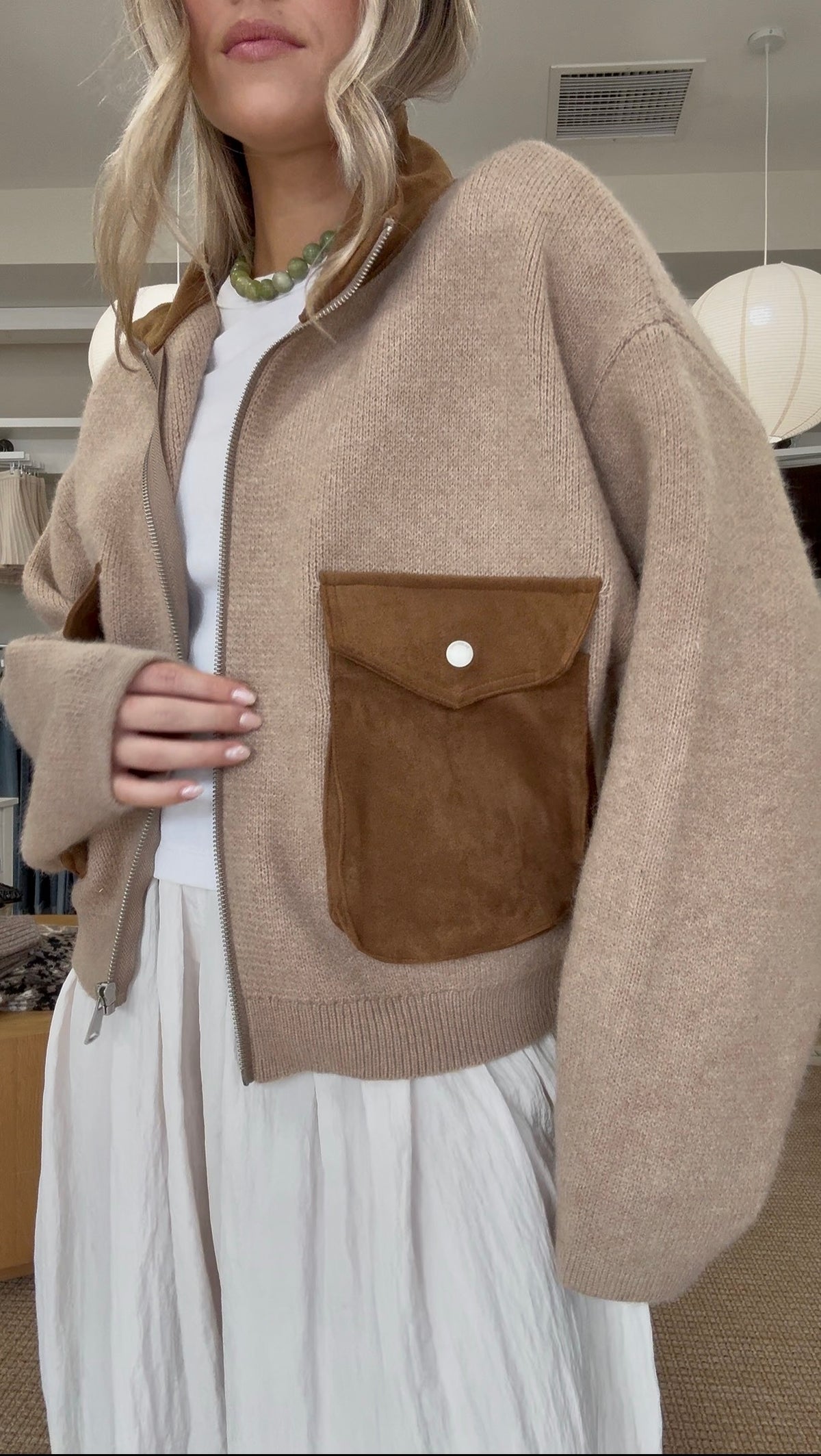 Better Half Sweater Jacket- Camel Suede