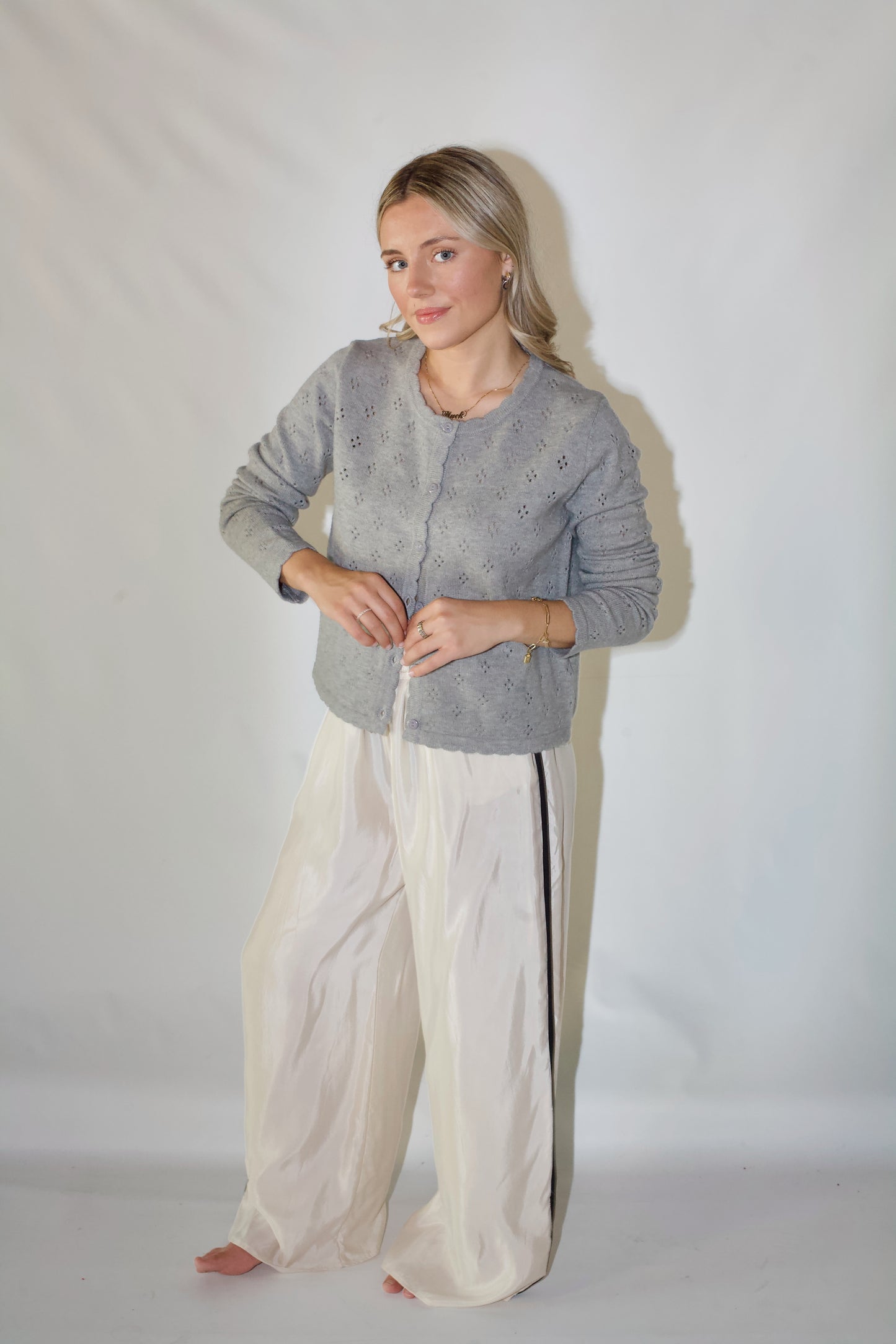 Soho Wide Leg Pants- Cream/Black