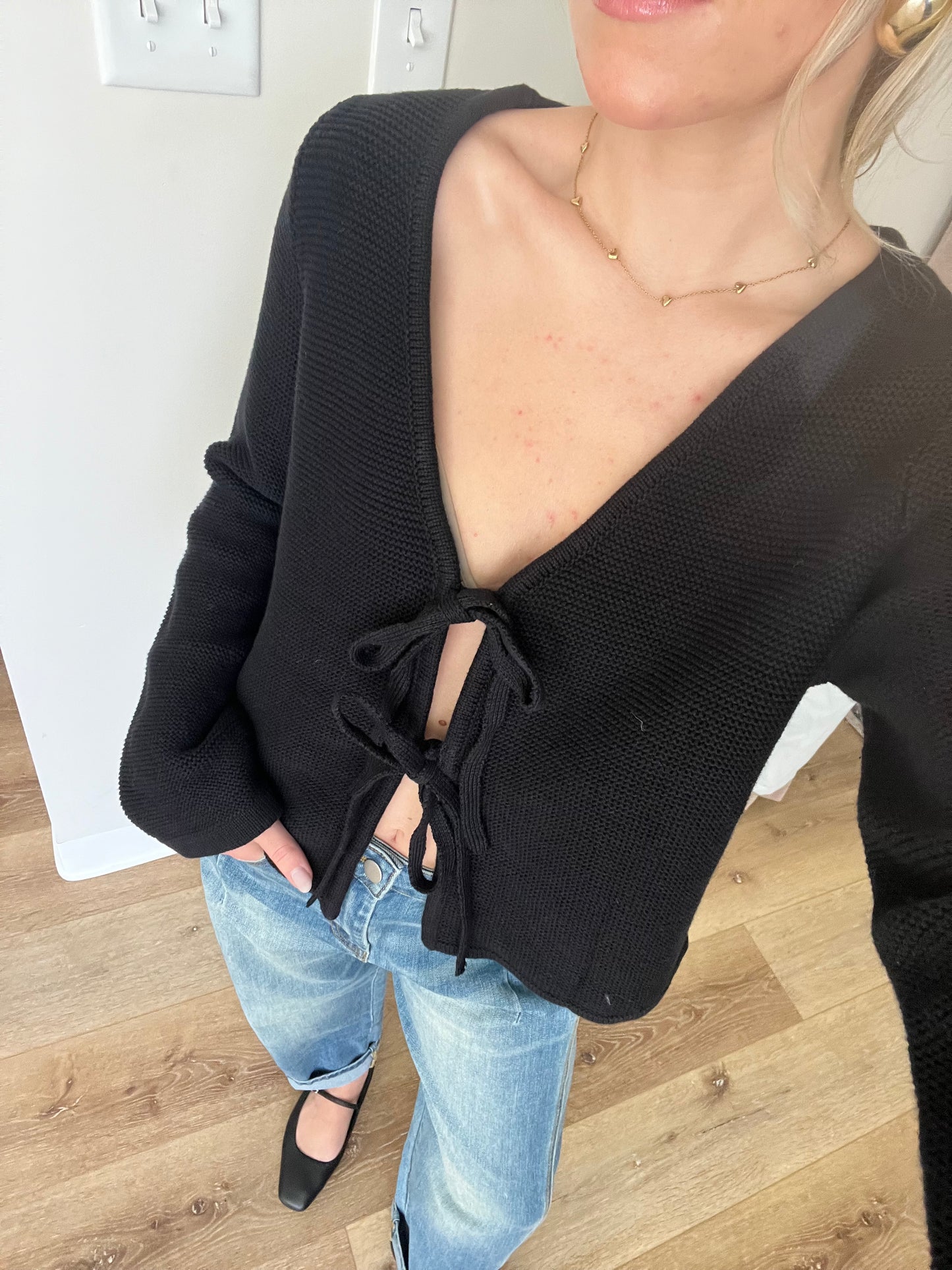 *Restock* Michele Front Tie Cardigan- Black