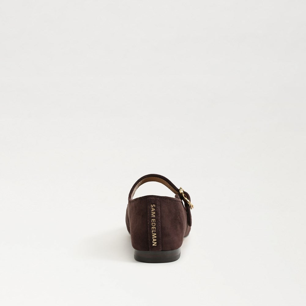 Michaela Mary Jane Flat- Cafe Noir Suede
