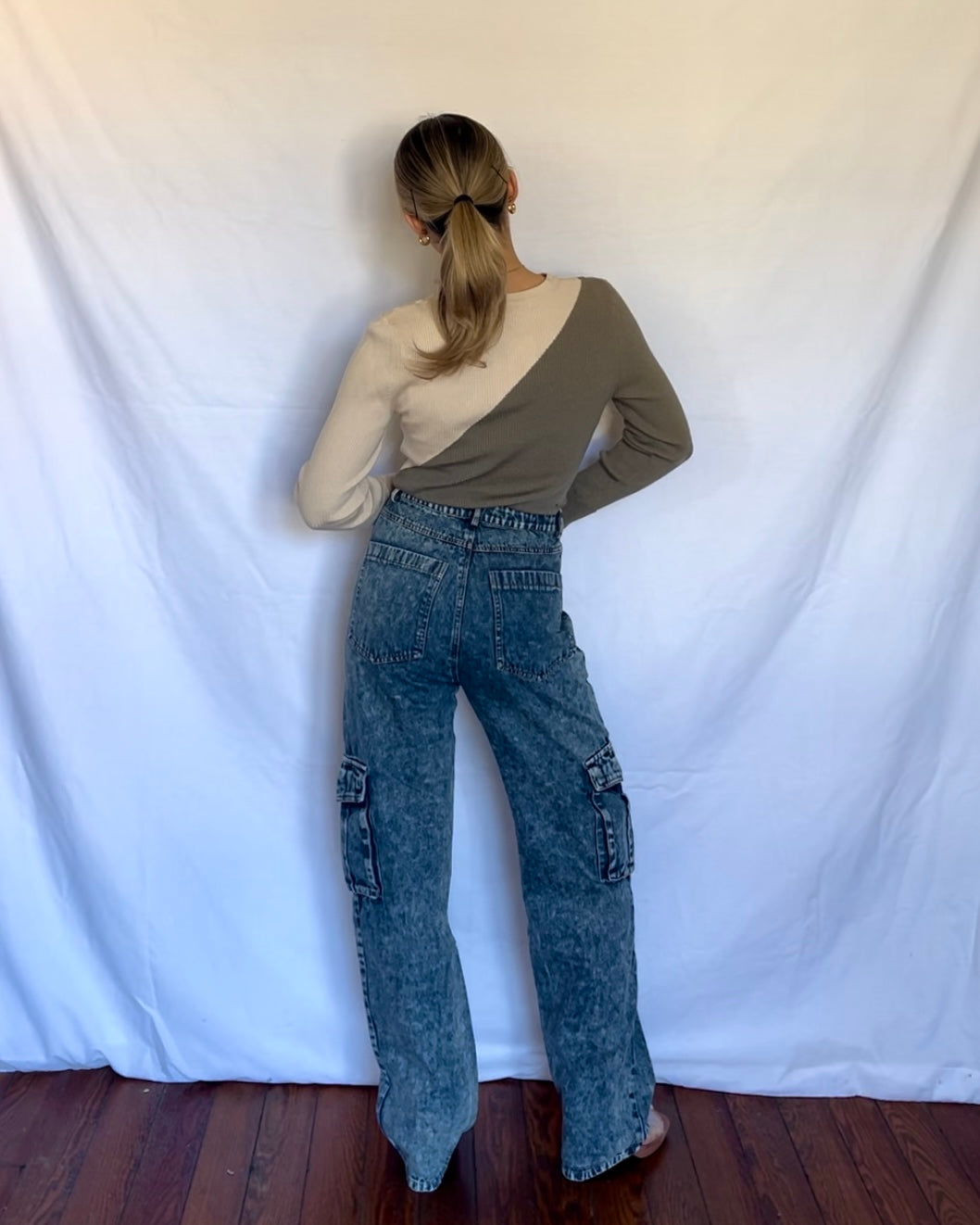 Colleen Cargo Pants- Medium Wash
