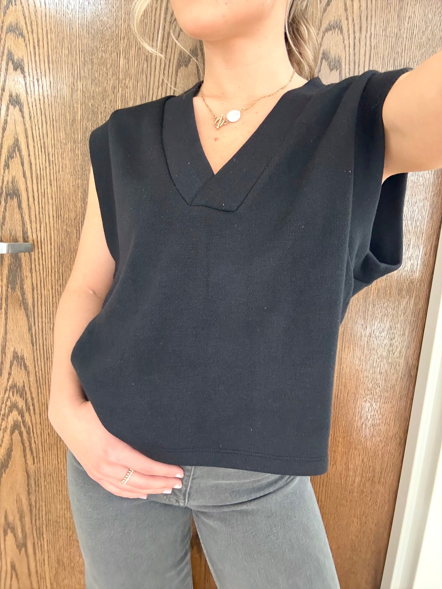 Betty Knit Sweater Vest- Black