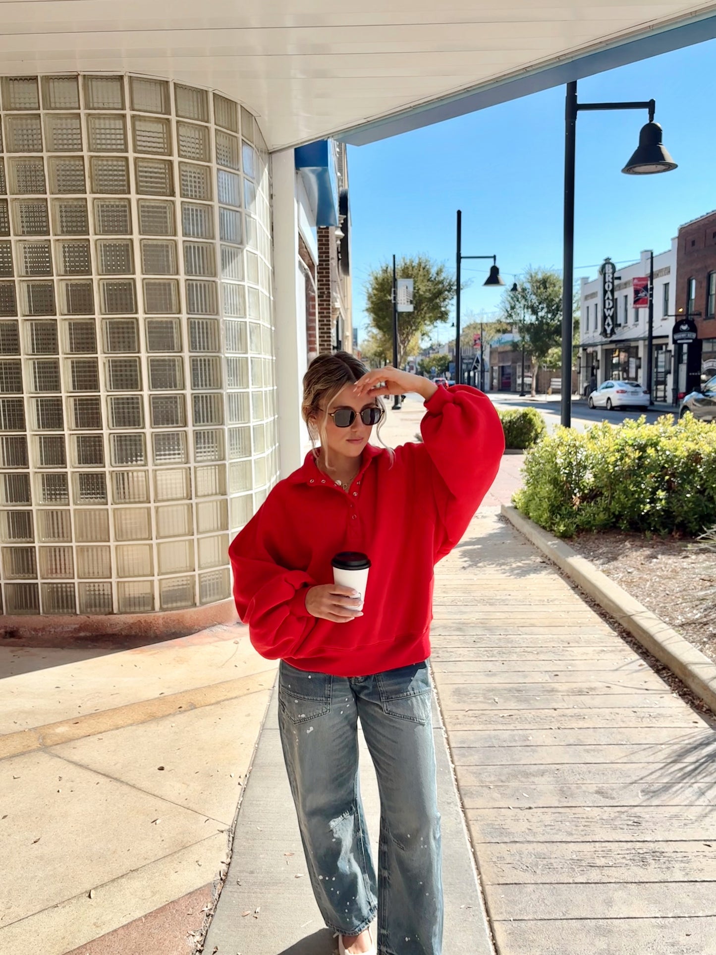 Downtown Girl Pullover-Red