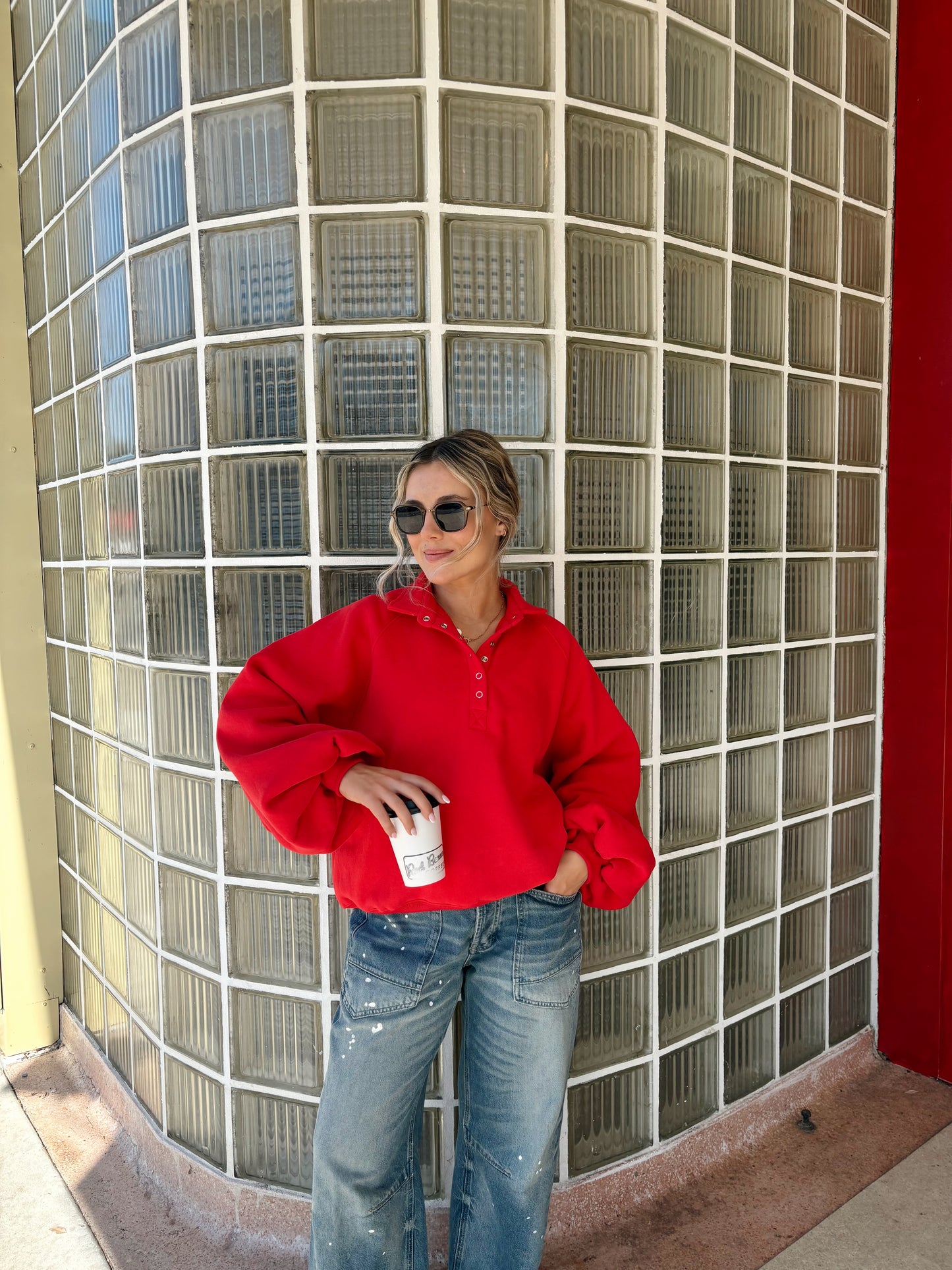 Downtown Girl Pullover-Red