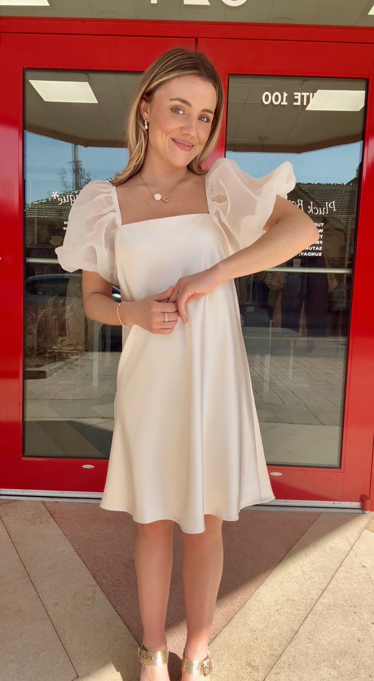 Penny Satin Mini Dress- Cream