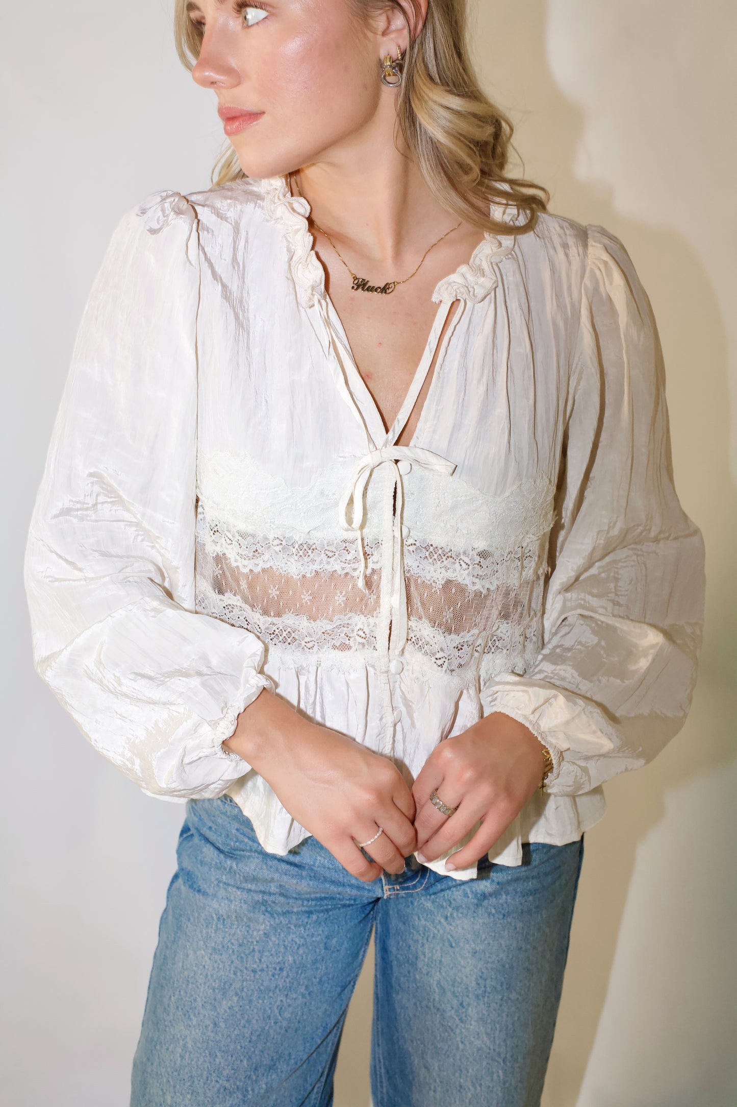 Whitney Lace Blouse- Off White
