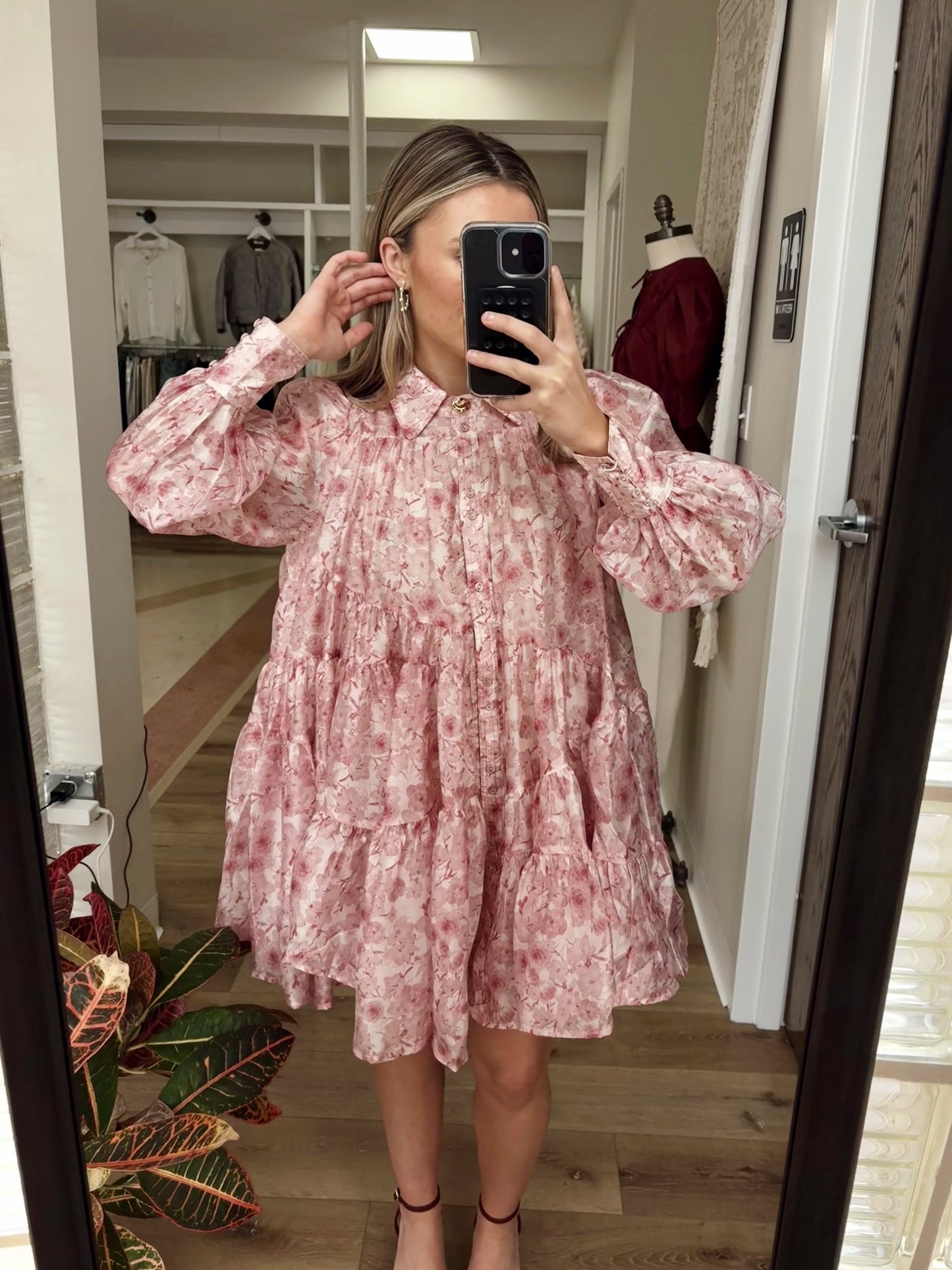 Rosie Mini Shirt Dress- Pink Floral