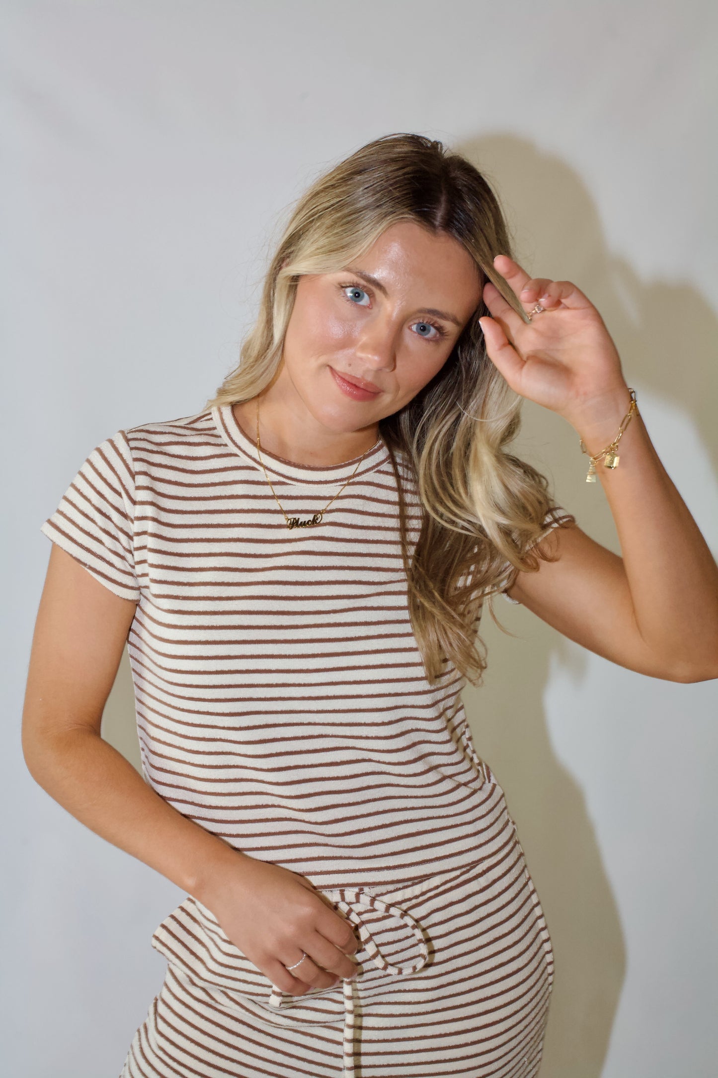 Jetsetter Striped Top- Cream/Mocha