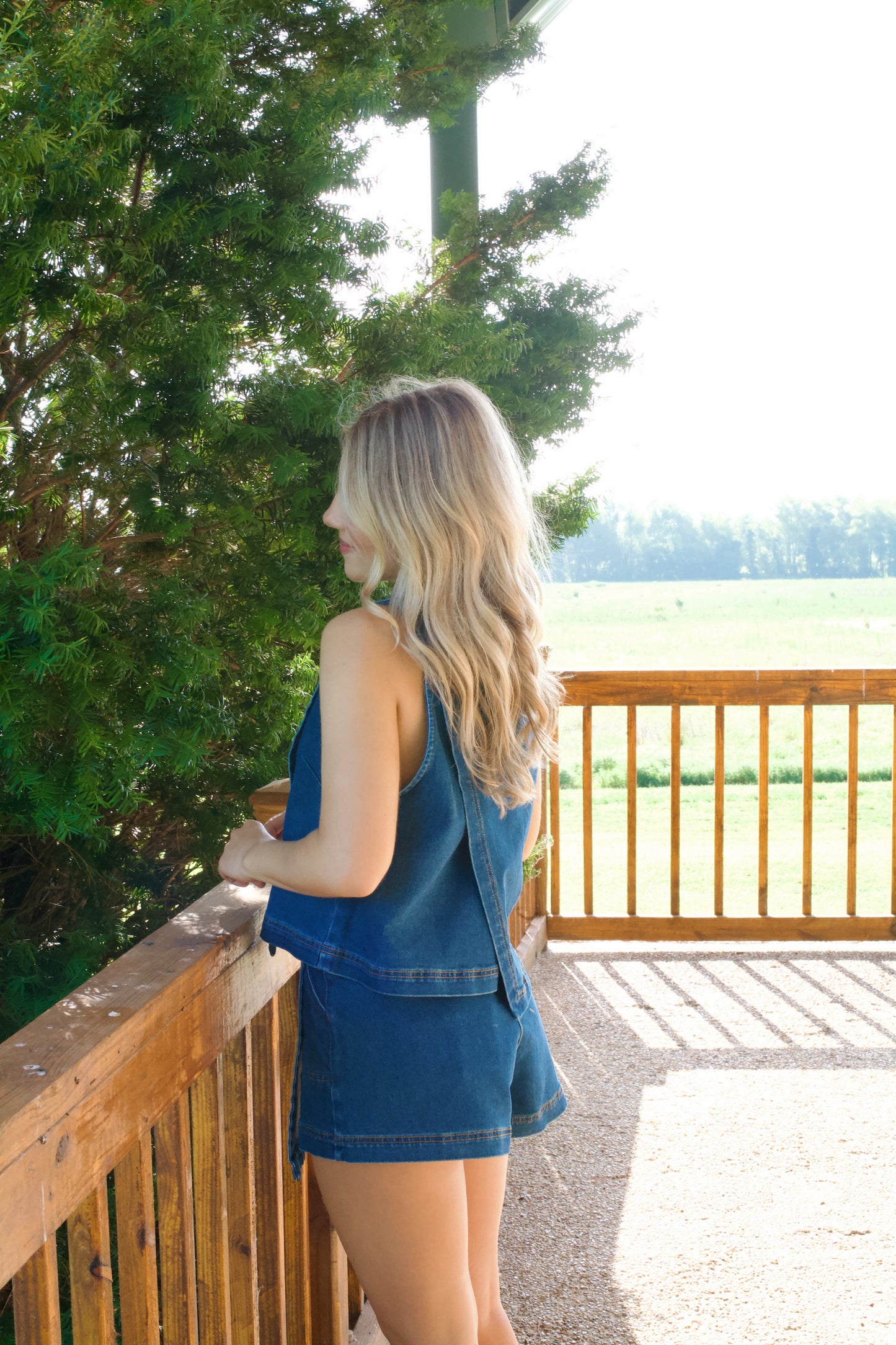 Roped In Asymmetrical Skort- Denim