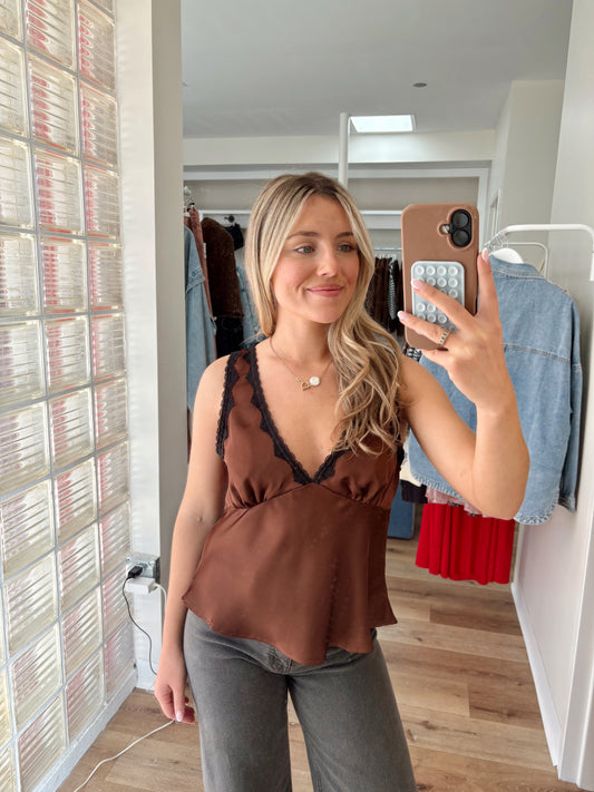 Brandy Sleeveless Top- Brown/Black