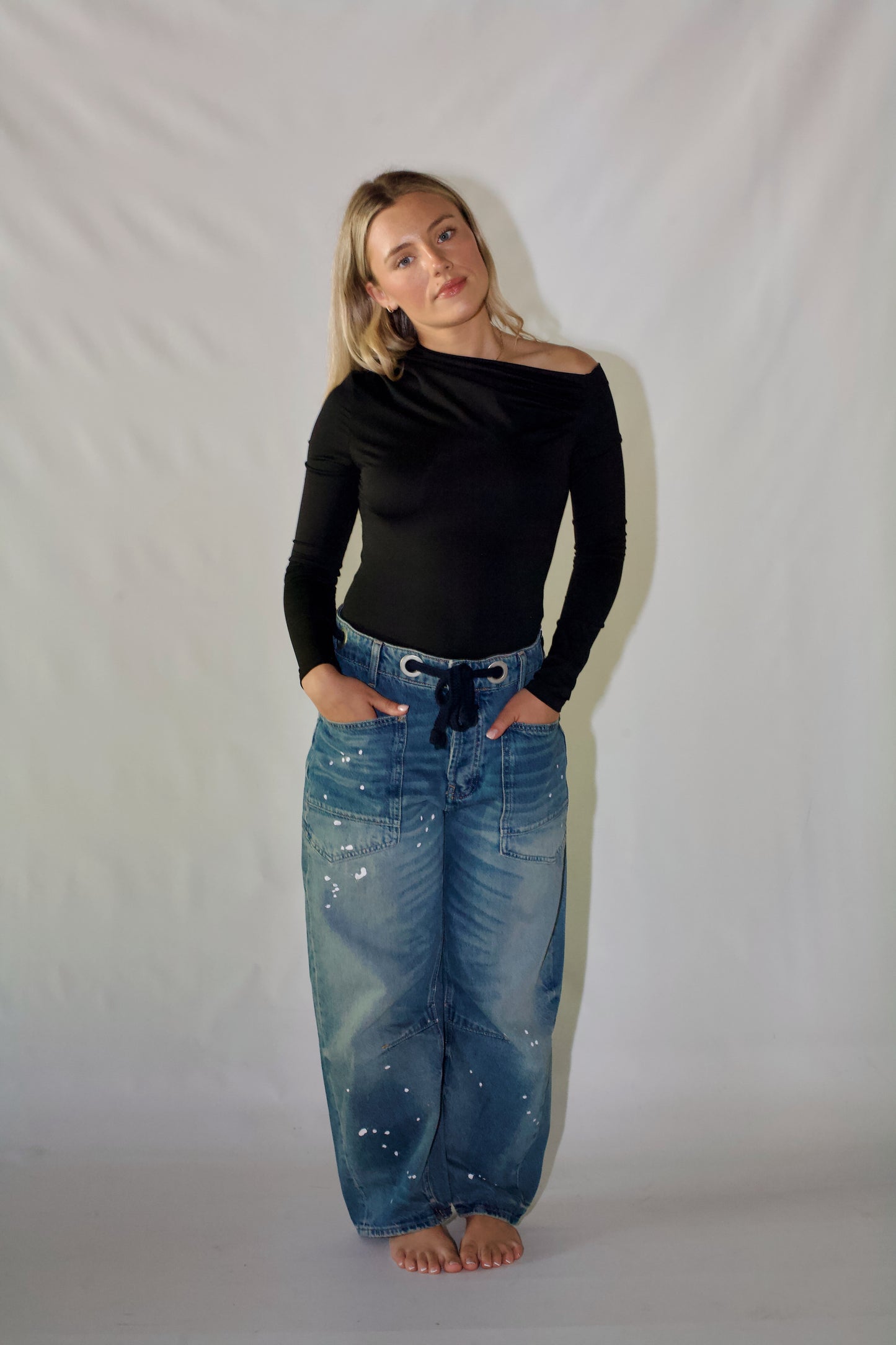 Camille Asymmetrical Long Sleeve-Black