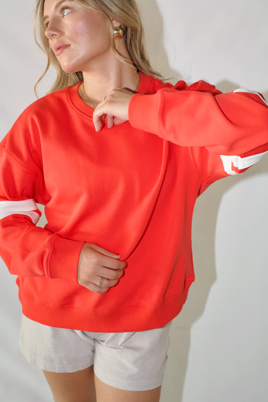 American Hustle Cropped Pullover- Red