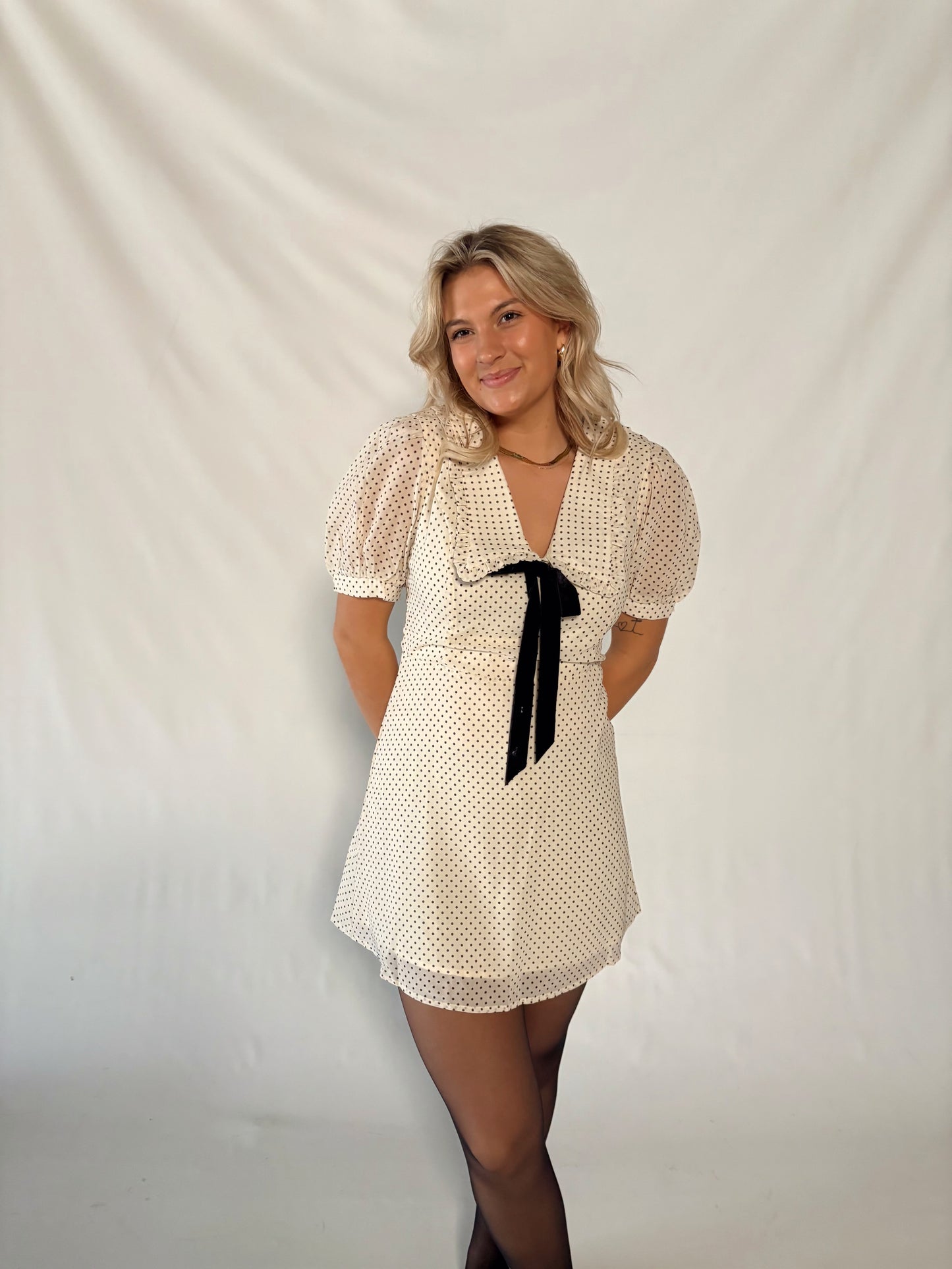 Pass The Pinot Chiffon Mini Dress- Cream