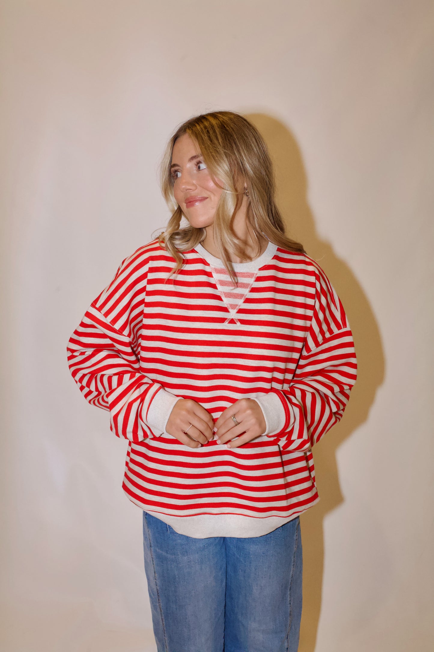 Sideline Pullover- Red/Heather Grey