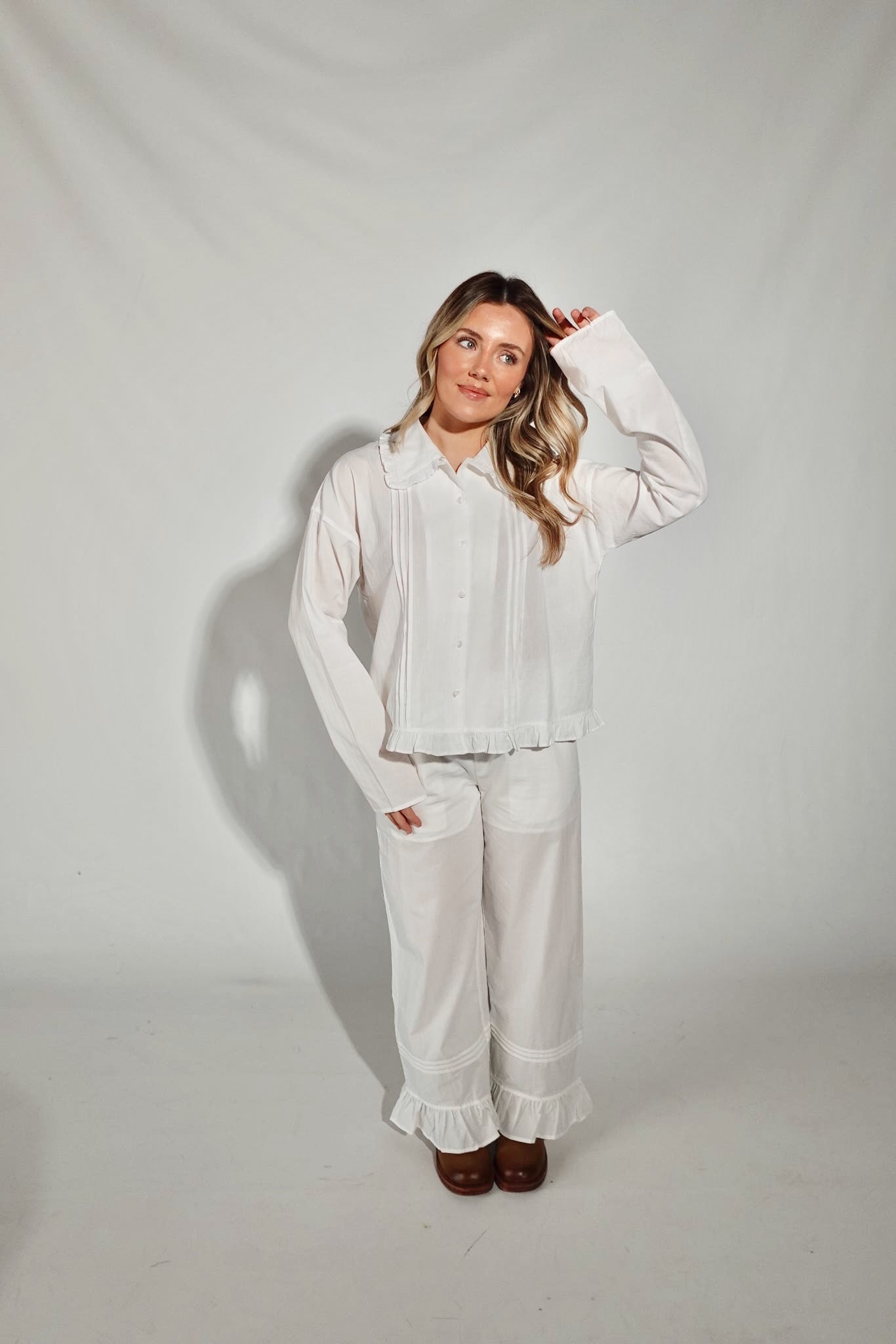 Ainsley Ruffle Blouse- White