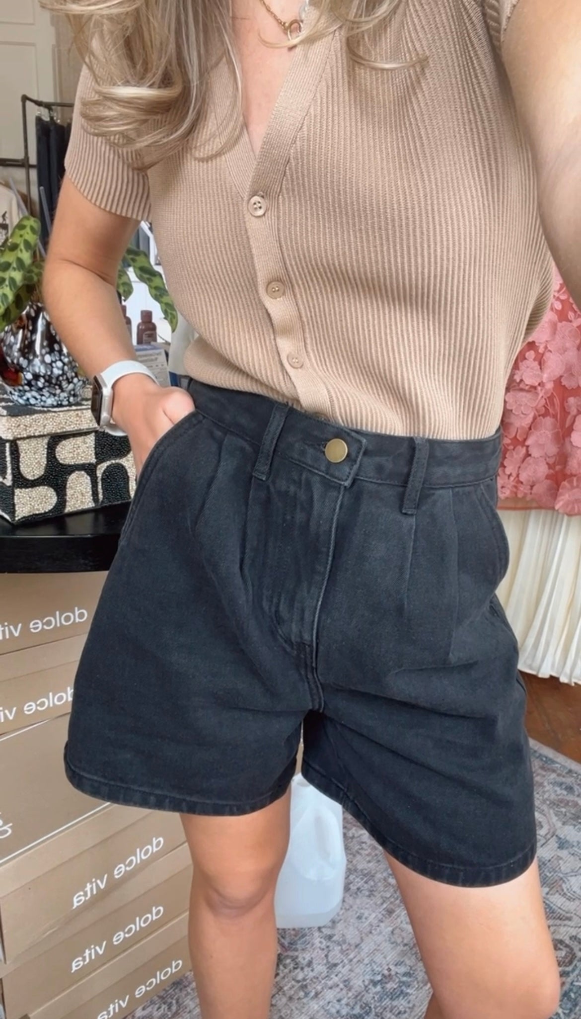 Naomi Denim Shorts- Black