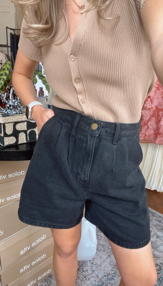 Naomi Denim Shorts- Black