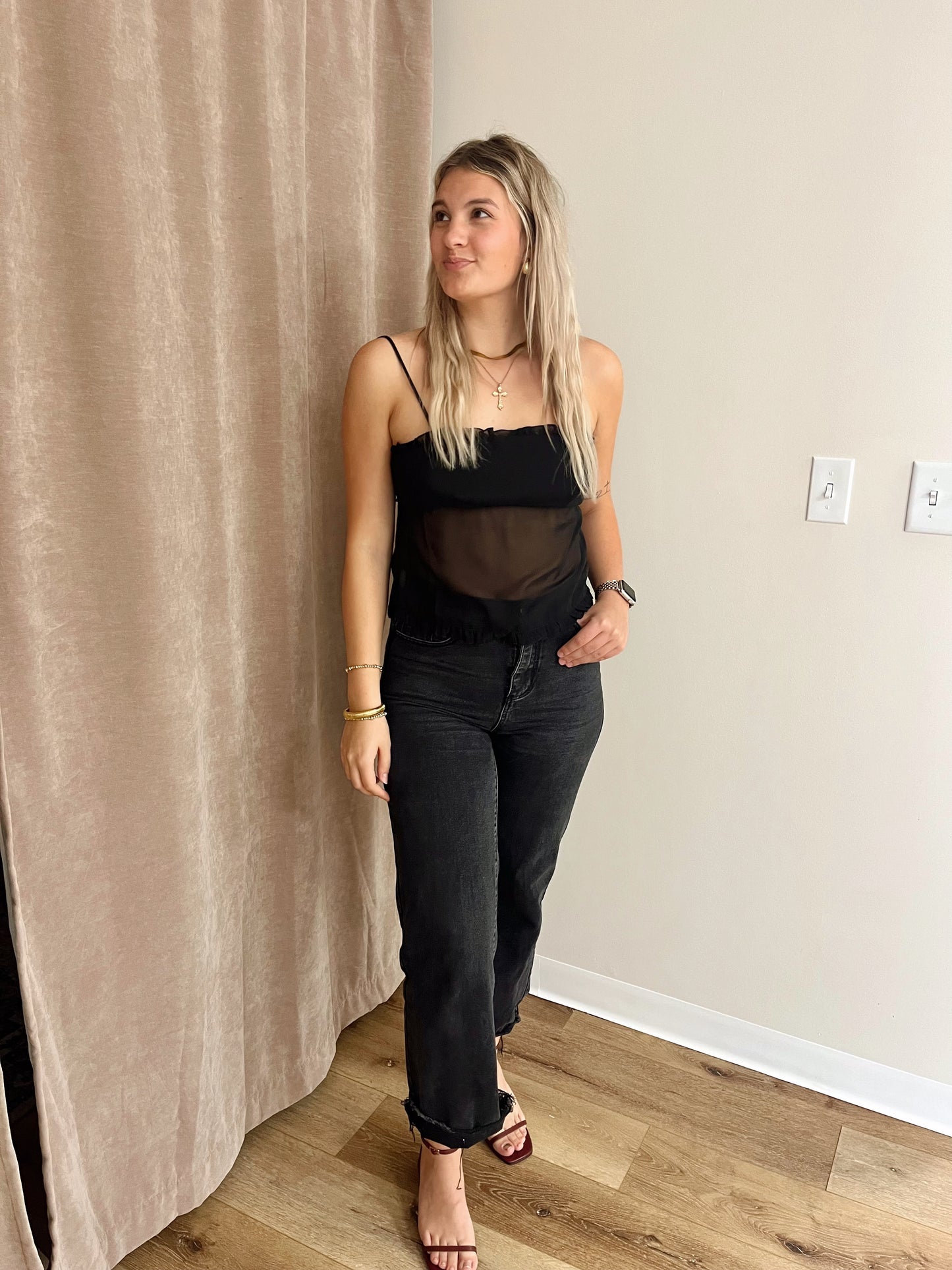 Savvy Bow Tie Top- Black