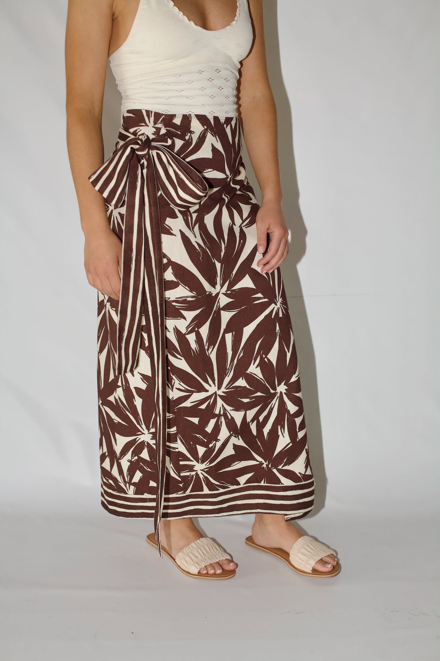 Palm Breeze Wrap Skirt- Coconut Multi
