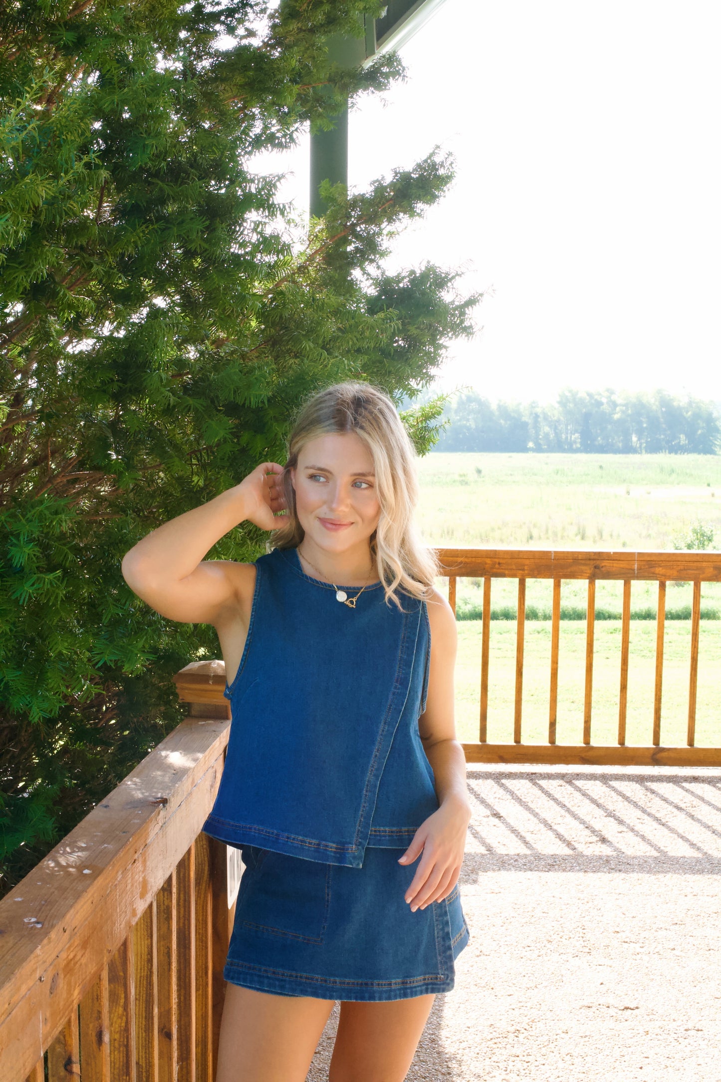 Roped In Asymmetrical Top- Denim