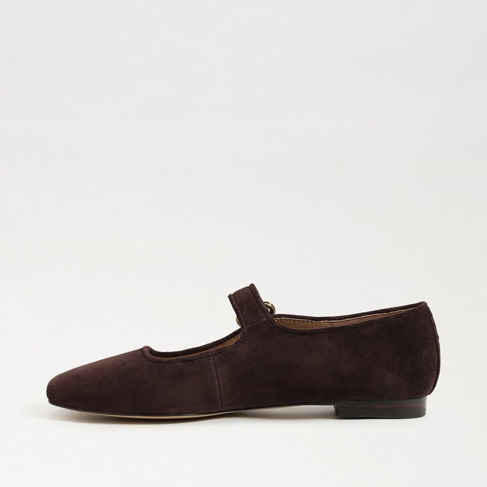 Michaela Mary Jane Flat- Cafe Noir Suede