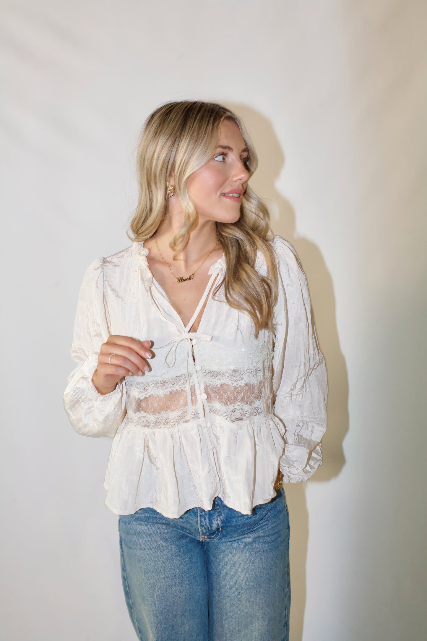 Whitney Lace Blouse- Off White