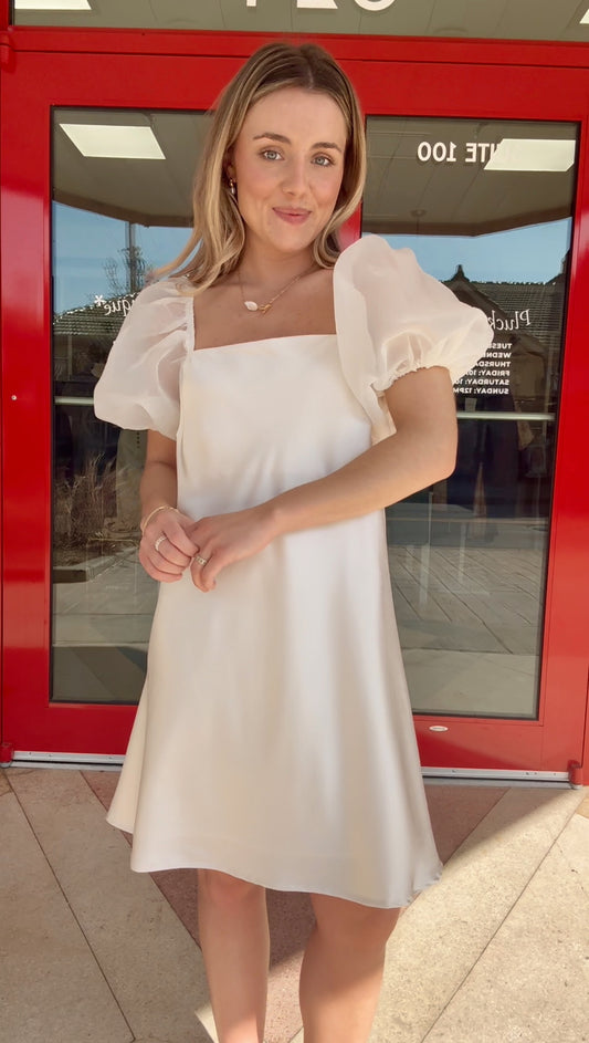 Penny Satin Mini Dress- Cream