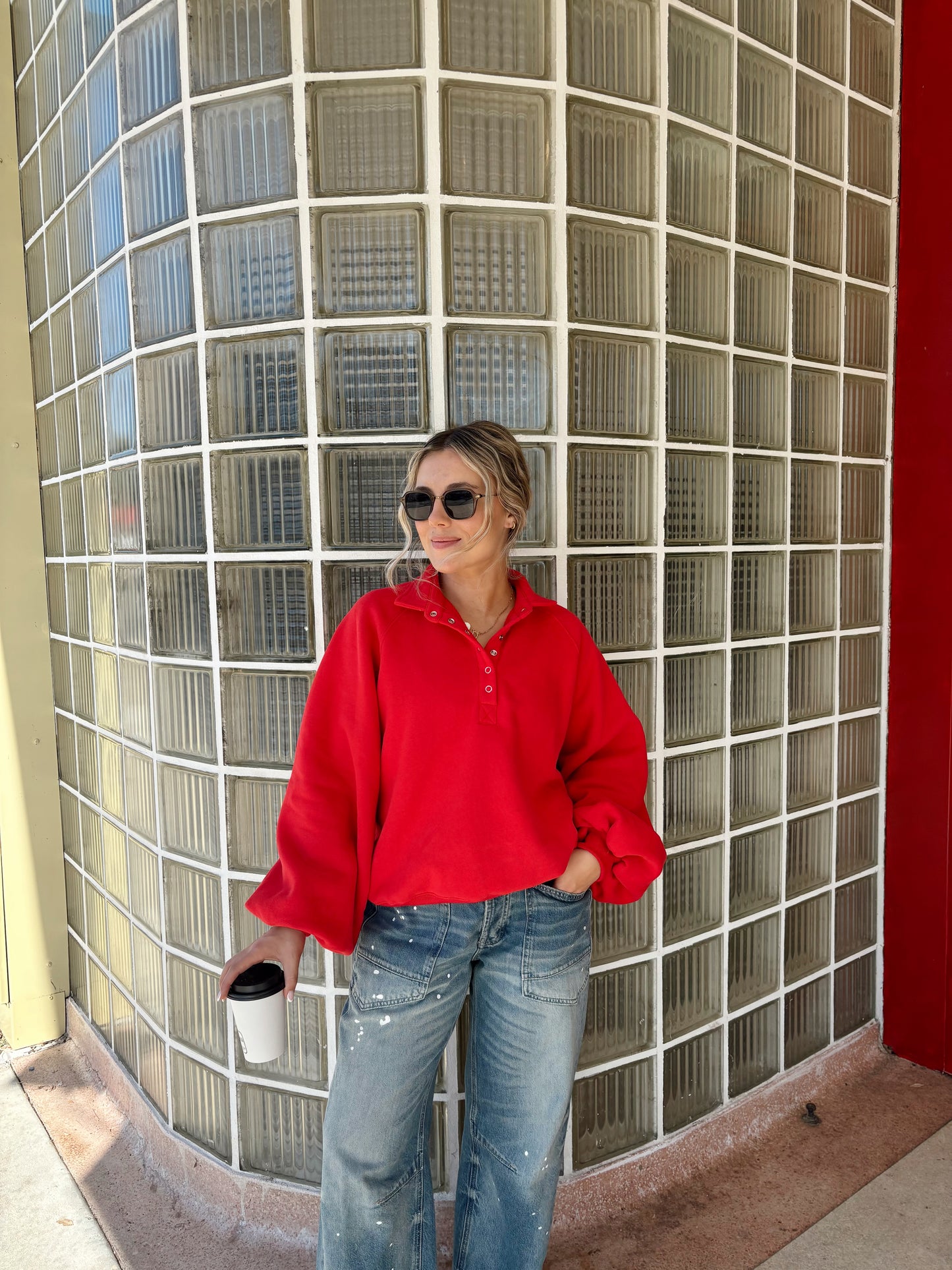 Downtown Girl Pullover-Red