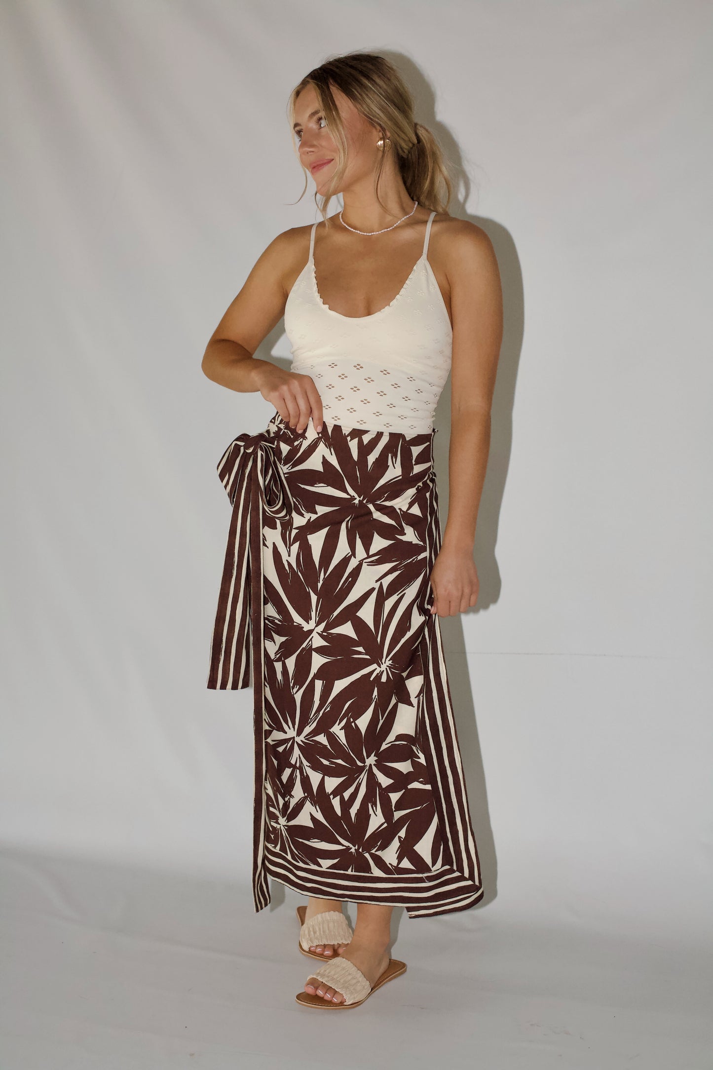 Palm Breeze Wrap Skirt- Coconut Multi