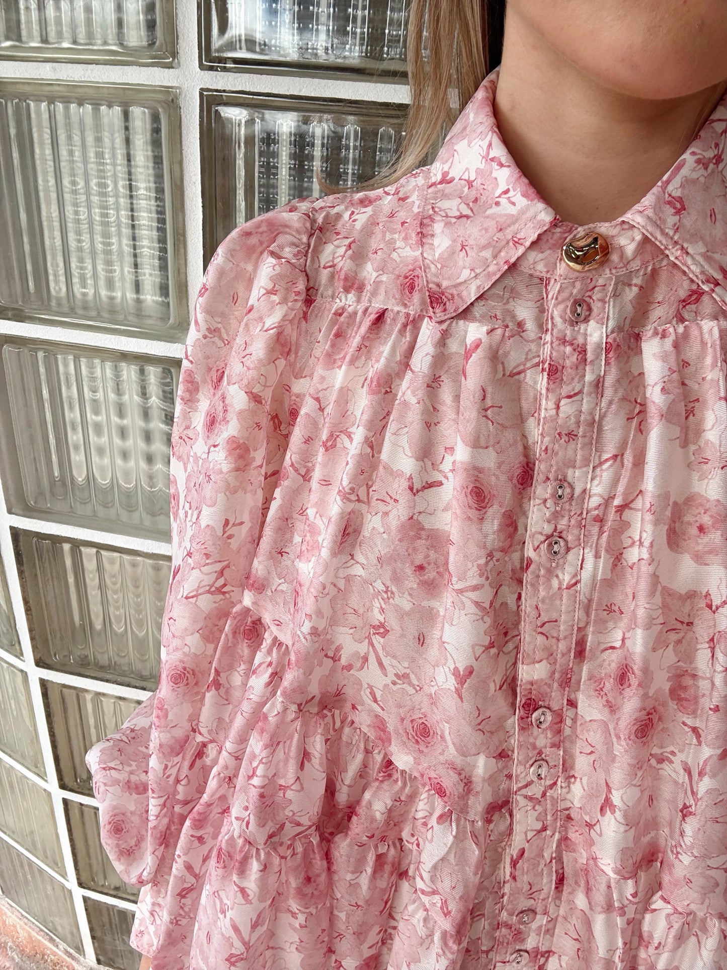 Rosie Mini Shirt Dress- Pink Floral