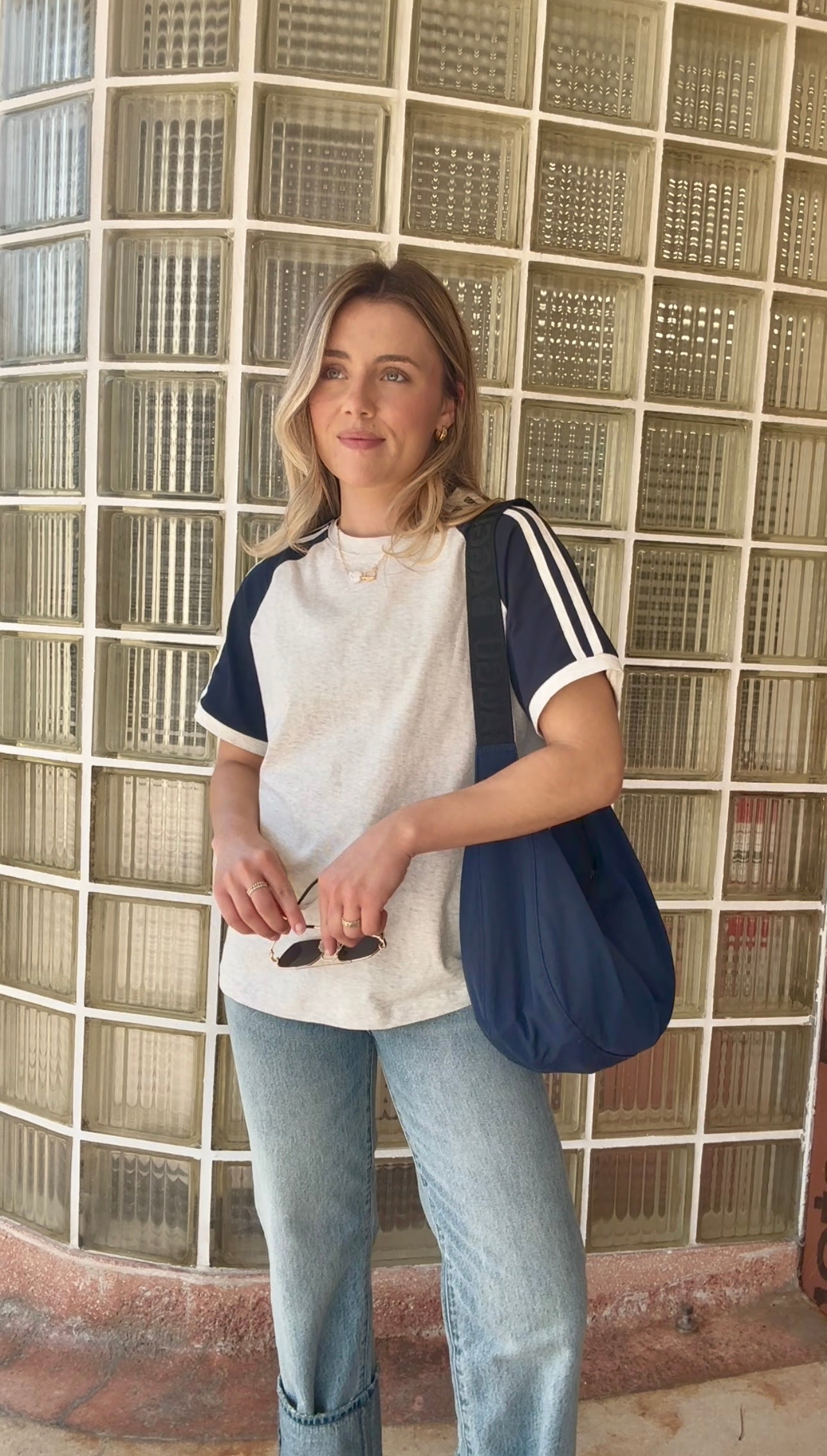 Chaser Contrast Tee- Heather Grey/Navy
