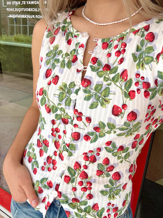Tilly Printed Vest- Antique Ivory Combo