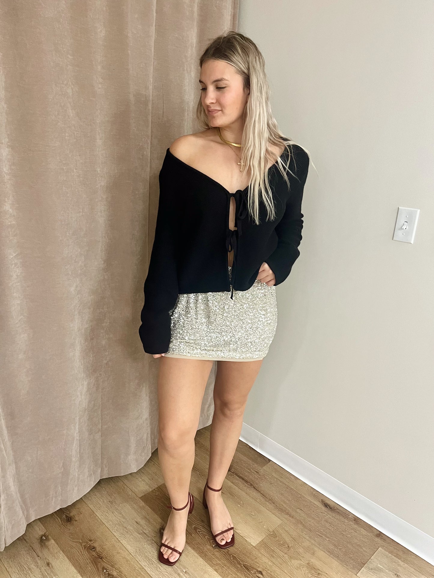 Lexi Sequin Mini Skirt- Champagne