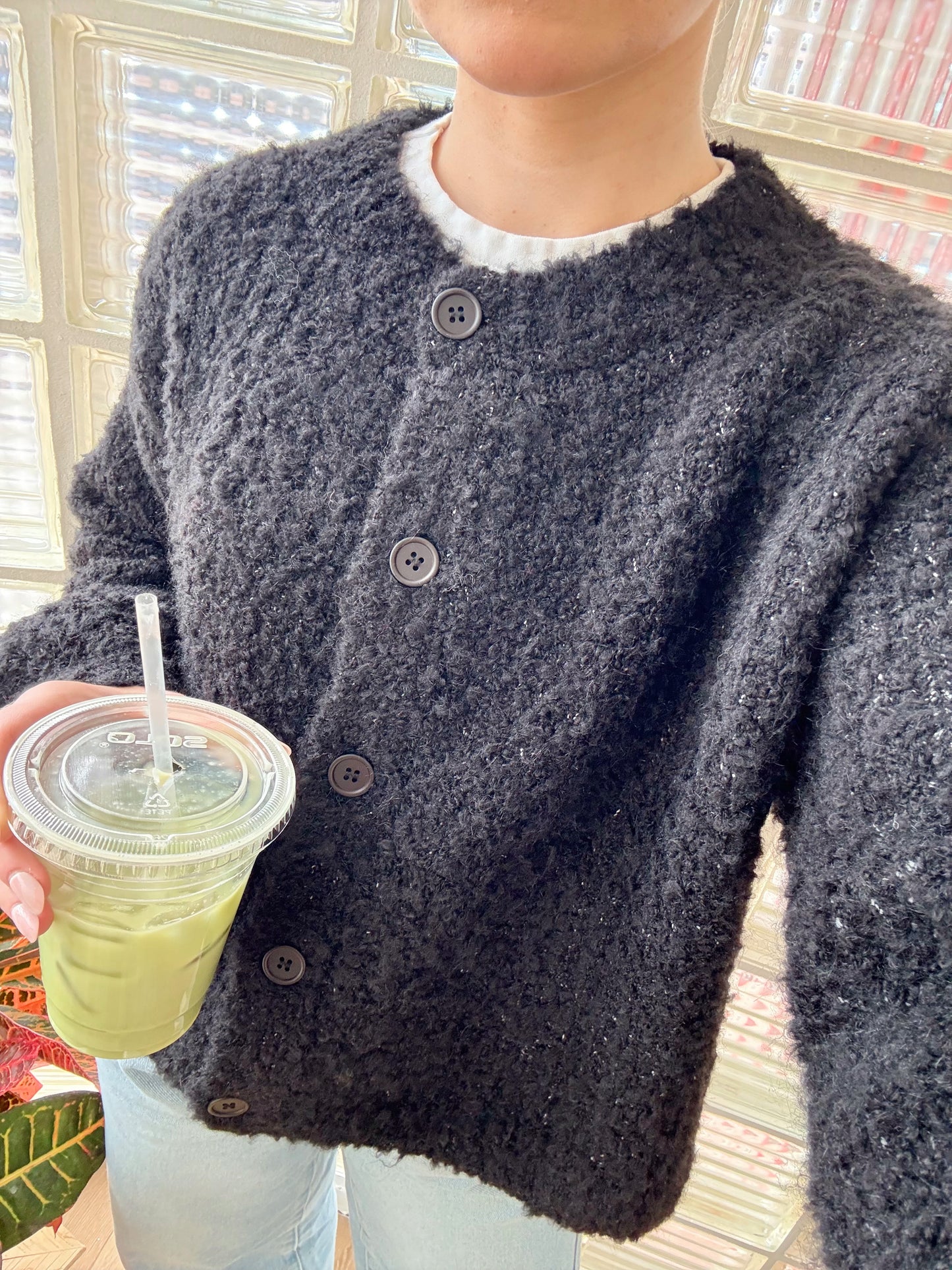 Front Seat Sweater Cardigan- Black