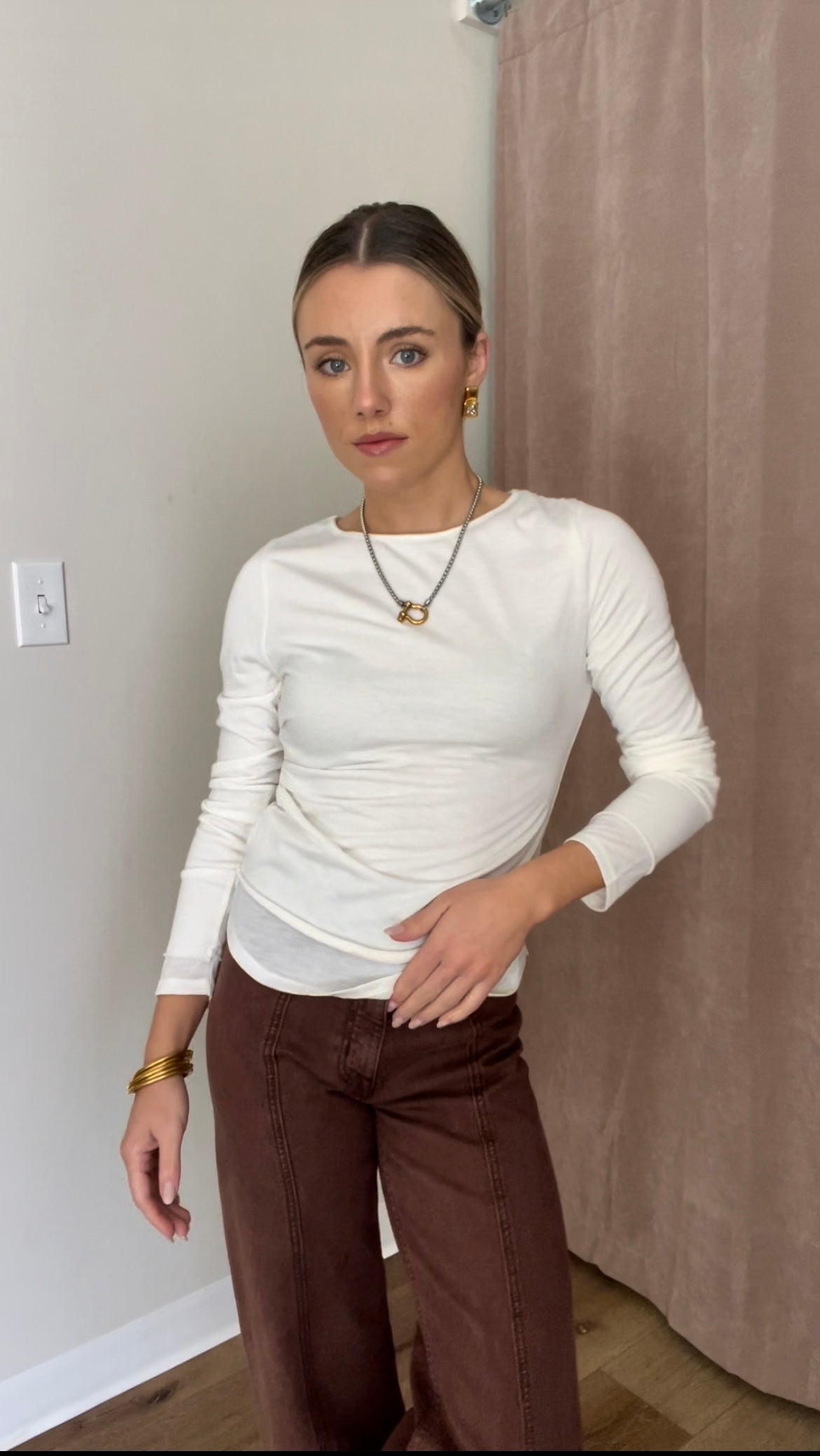 Sofie Double Layered Top- Ivory