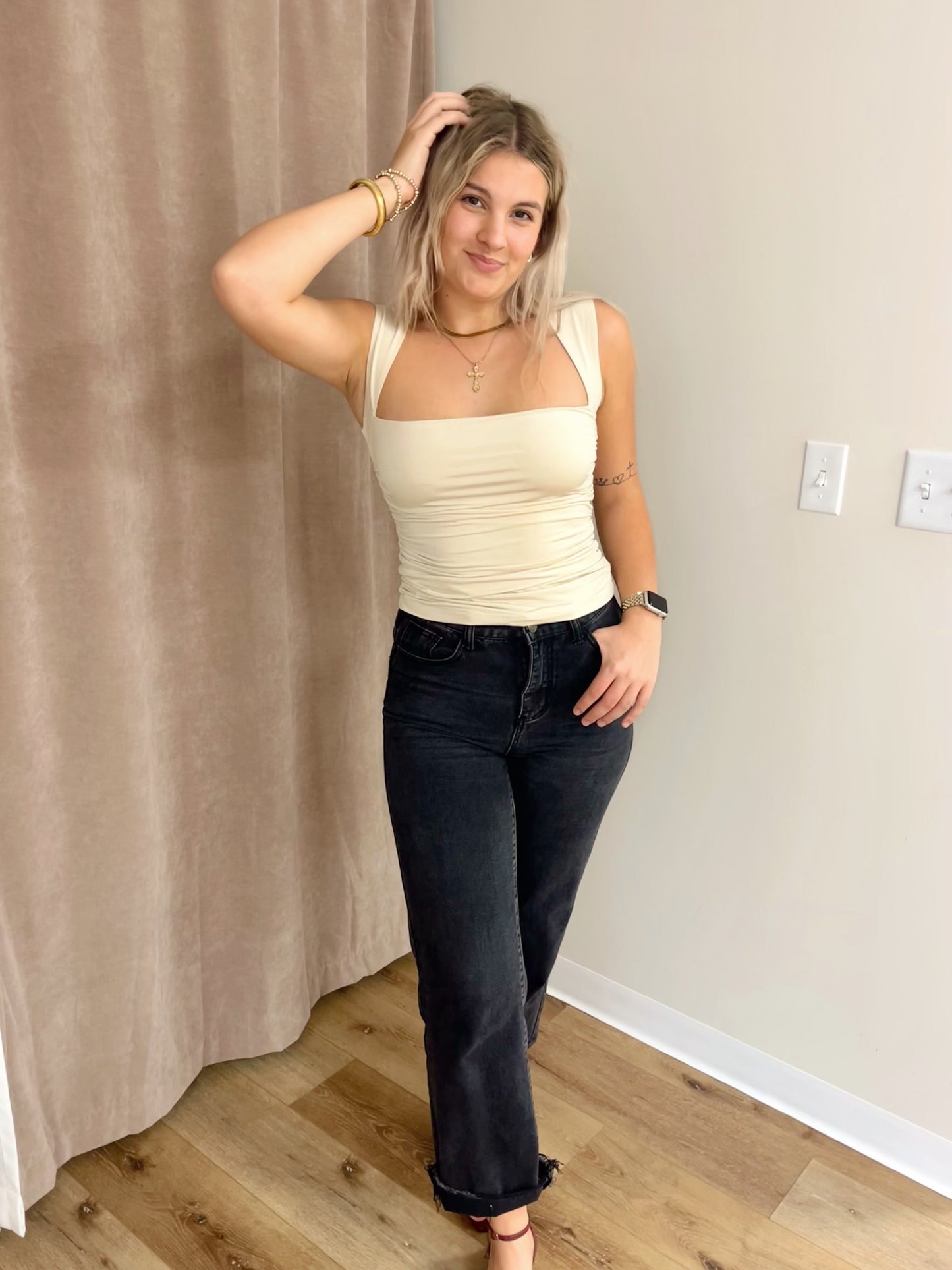 Blair Gathered Top- Ivory