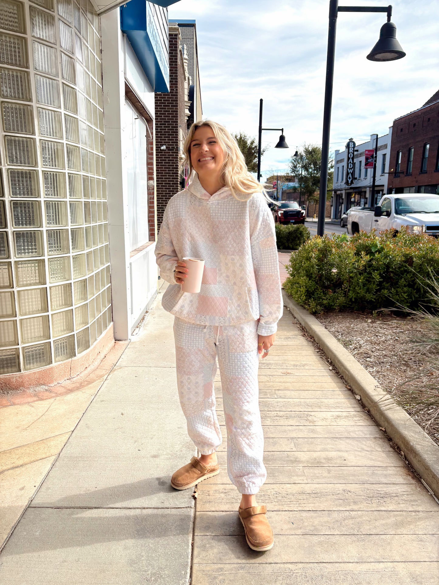 Sabrina Quilted Joggers- Pastel Blue Multi