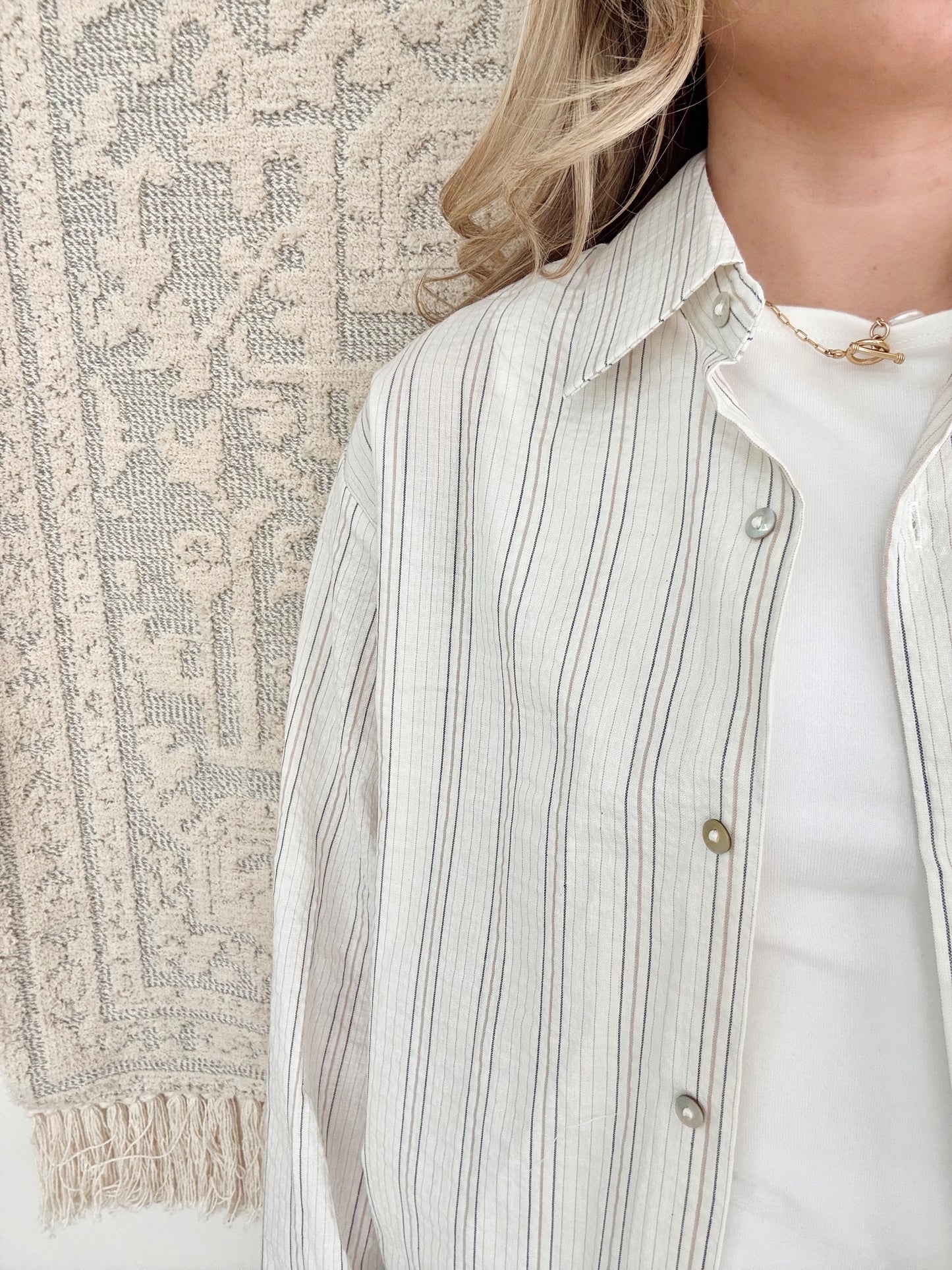 Joanna Button Down Top- Cream