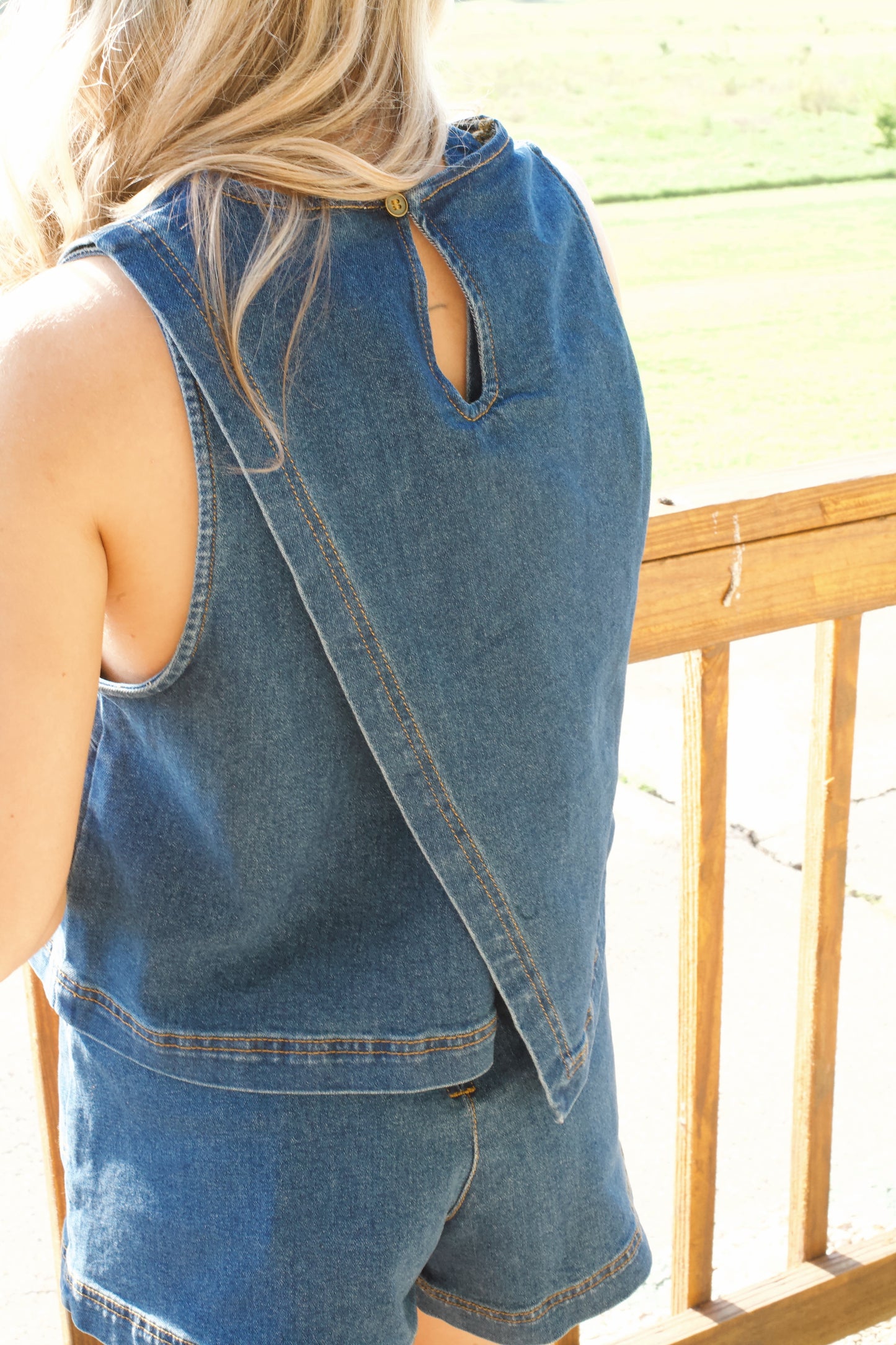 Roped In Asymmetrical Skort- Denim
