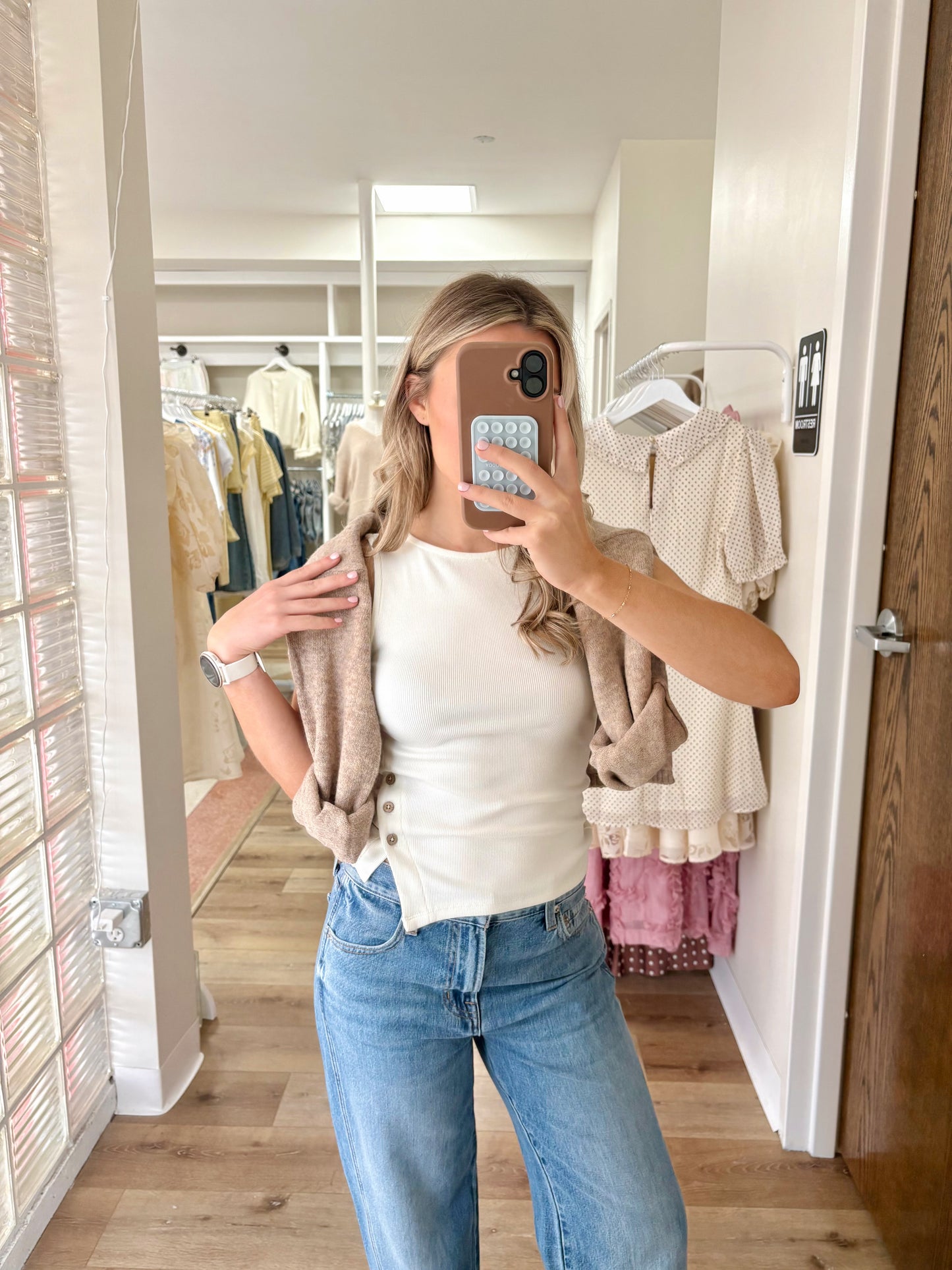 Bambi Button Top- Cream