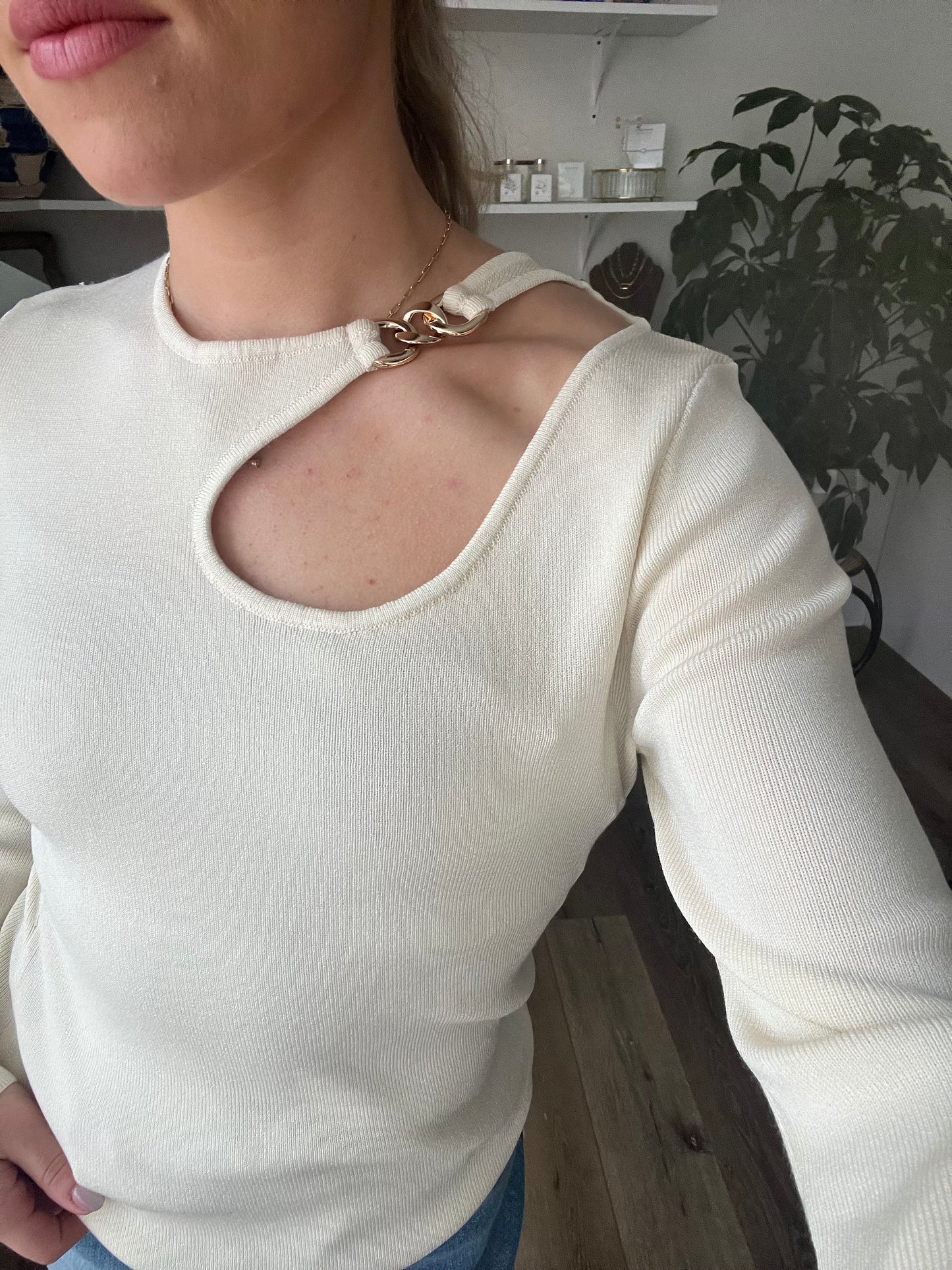 Becca Sweater Top- Ivory