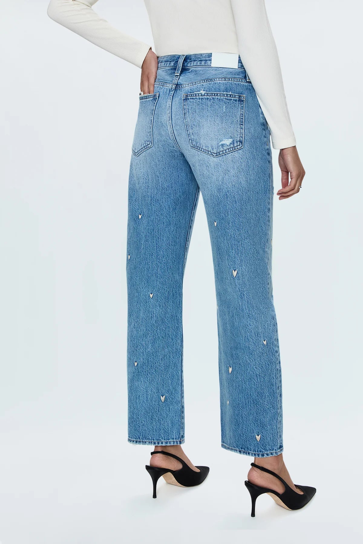 Lexi Mid Rise Bowed Straight Jean- Confetti Vintage
