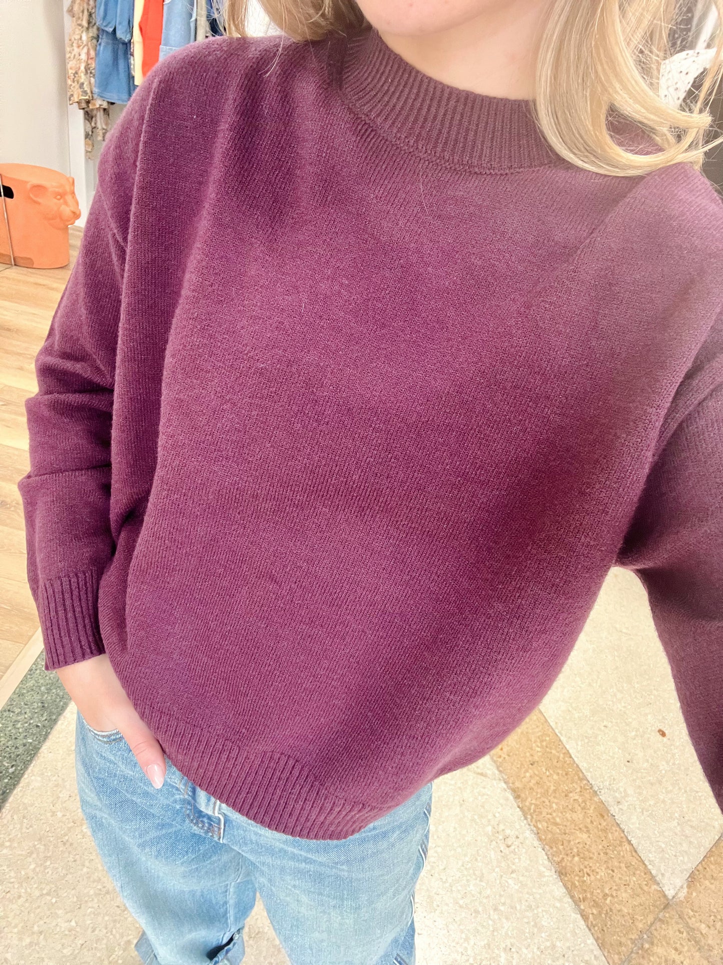 Kelly Sweater Top-Wine