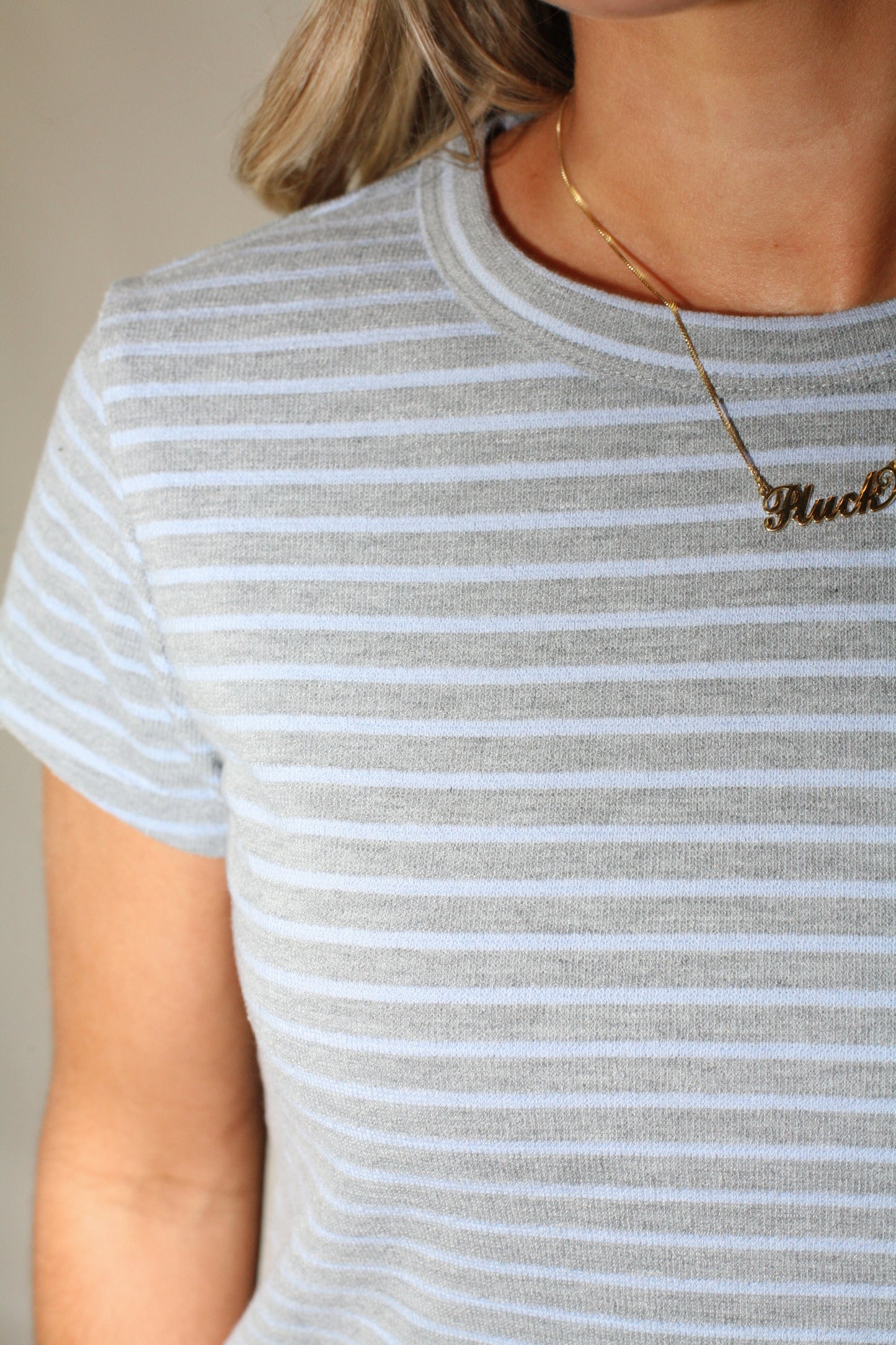 Jetsetter Striped Top- Grey/Blue