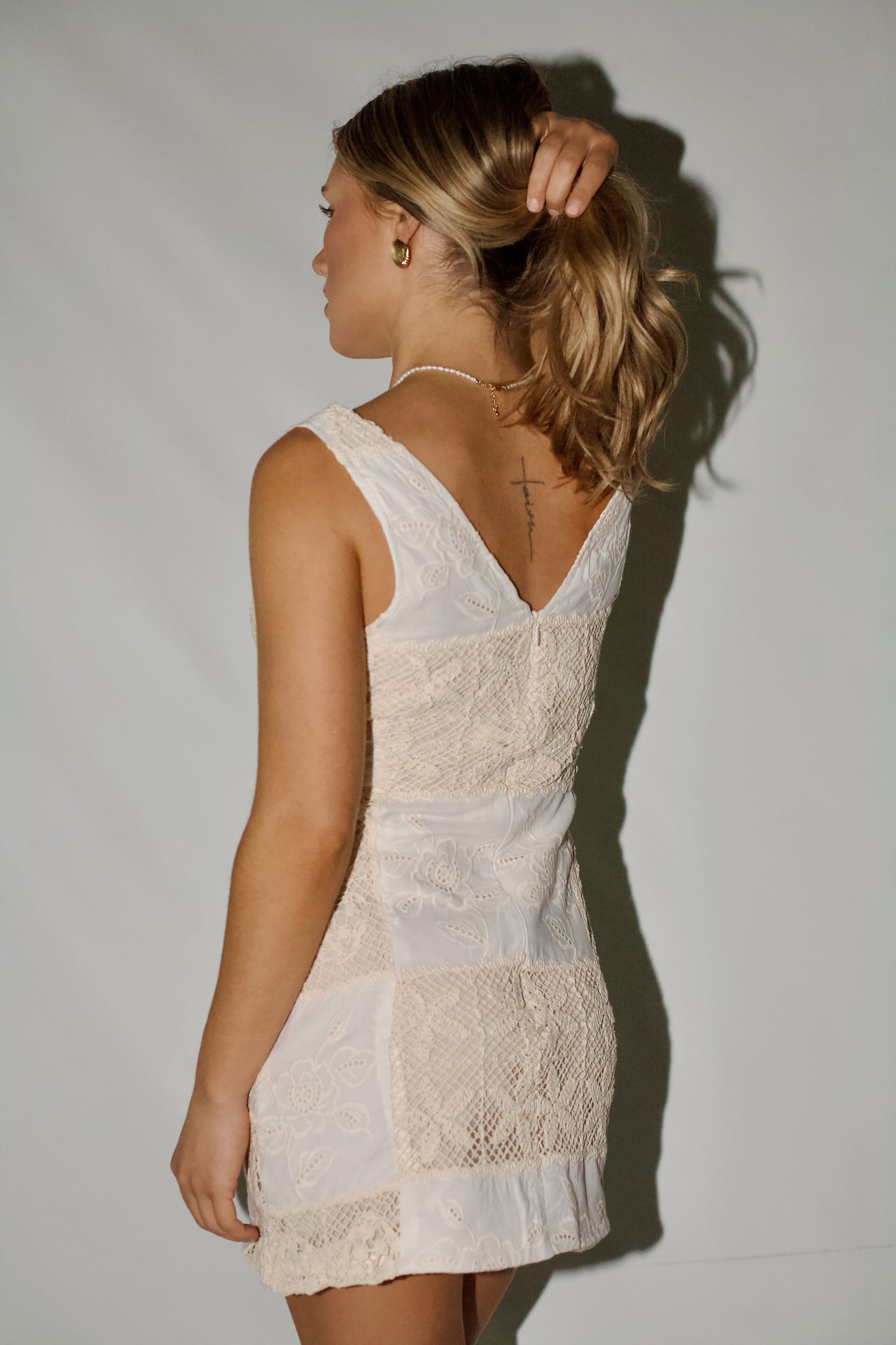 Sandra Crochet Mini Dress- Sand Multi