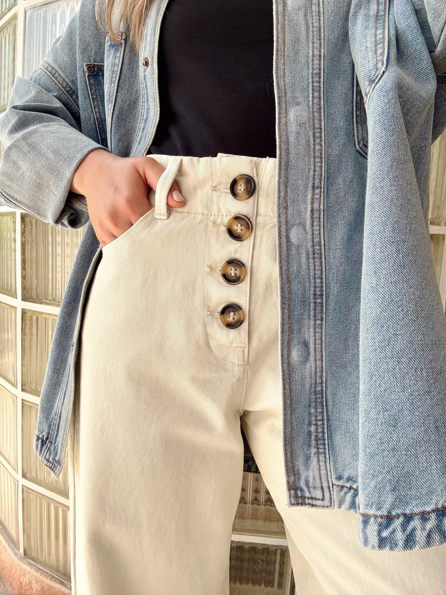 Emma Wide Leg Pants- Ecru